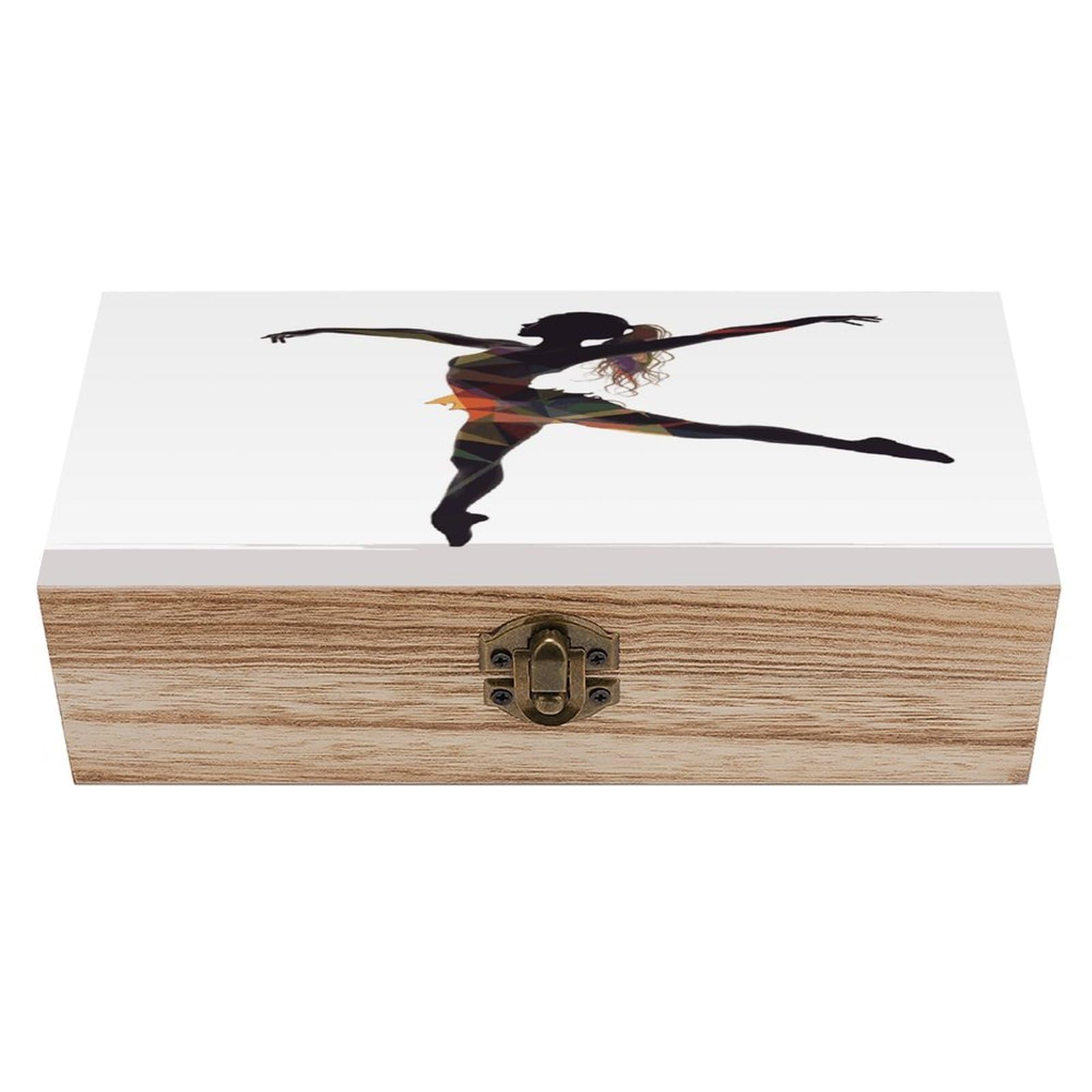 VstaDank A Dancer Wooden Storage Box Wooden Keepsake Box with A Hinged Lid Fashion Memory Treasure Boxes Decorative Jewelry Case for Crafts Photo Home Decor Wood Gift Box