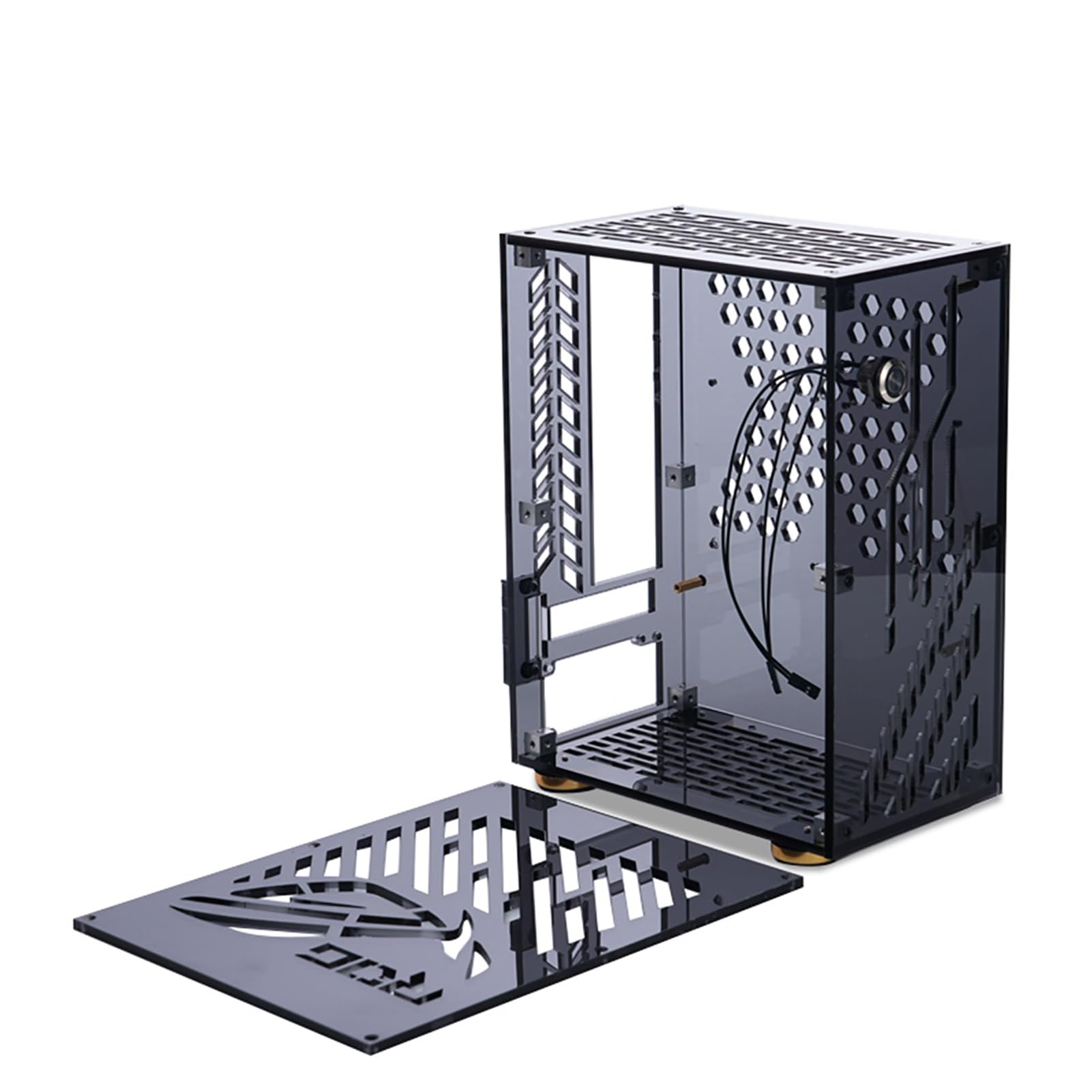 Akozon Akozon Custodia Compatta per Computer Mini-ITX con Design Compatto, Pannello Laterale di Facile Accesso e Raffreddamento Migliorato per Alimentatore FLEX e Schede Madri ITX (BLACK)