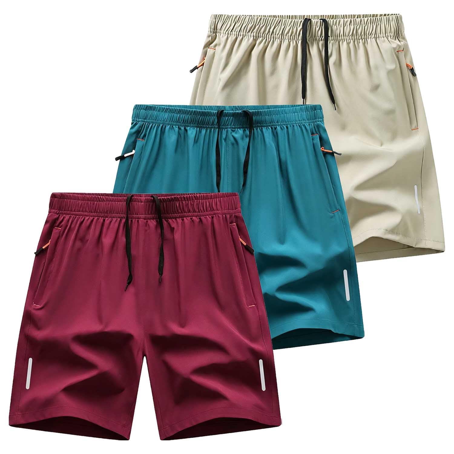 Ice Silk Quick-Dry Athletic Gym Shorts Men's 5 Inch Inseam Shorts 3 Pack | Ultra oddychające lodowe jedwabne szorty dla mężczyzn, lekkie, zapinane na zamek błyskawiczny, do treningu i biegania