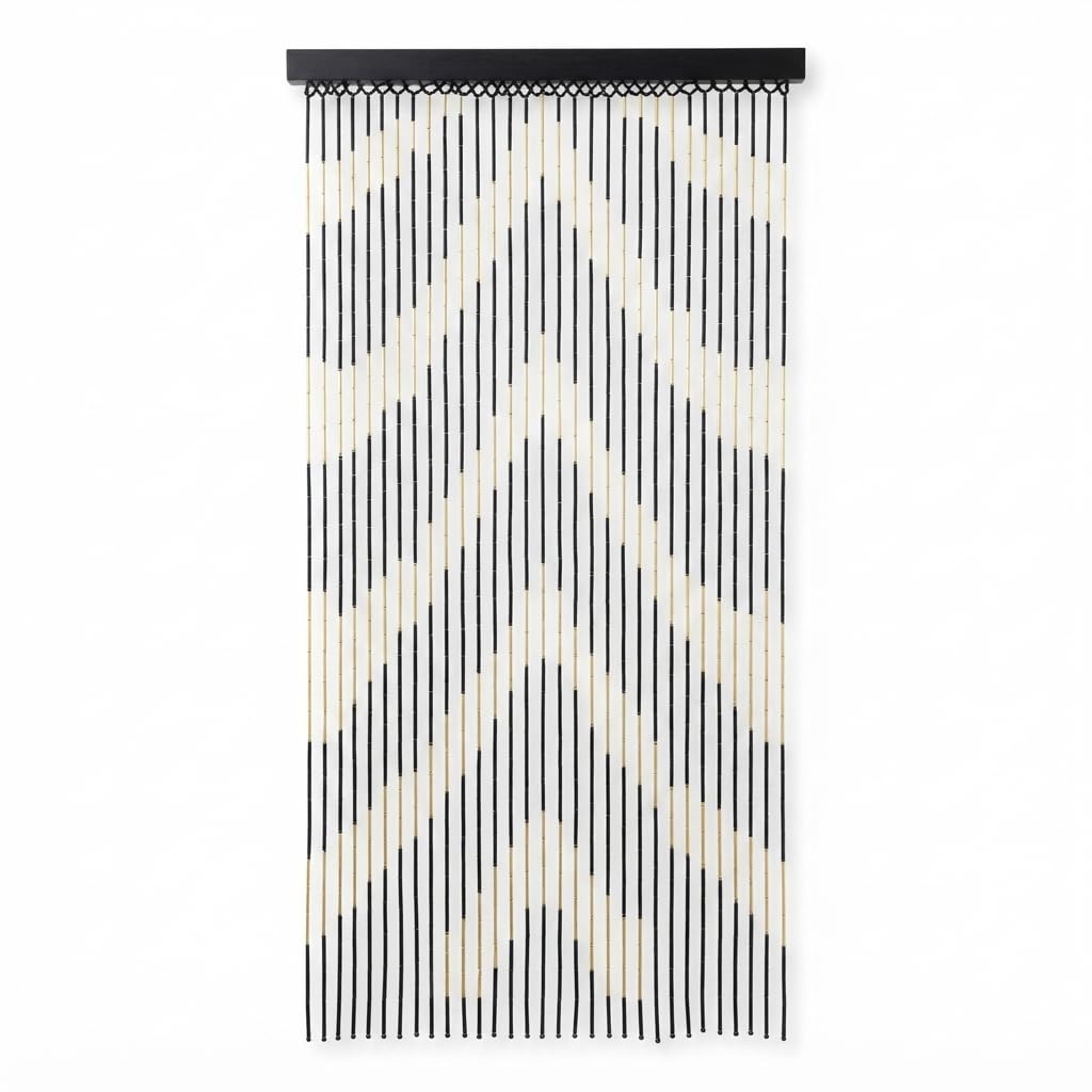 Sizi Bamboo Beaded Door Curtain 180x90CM | Stranded Brown Bead Provence Curtain For Doorway Retro Handmade Natural Wooden Fly Screens For Doors, Arrow