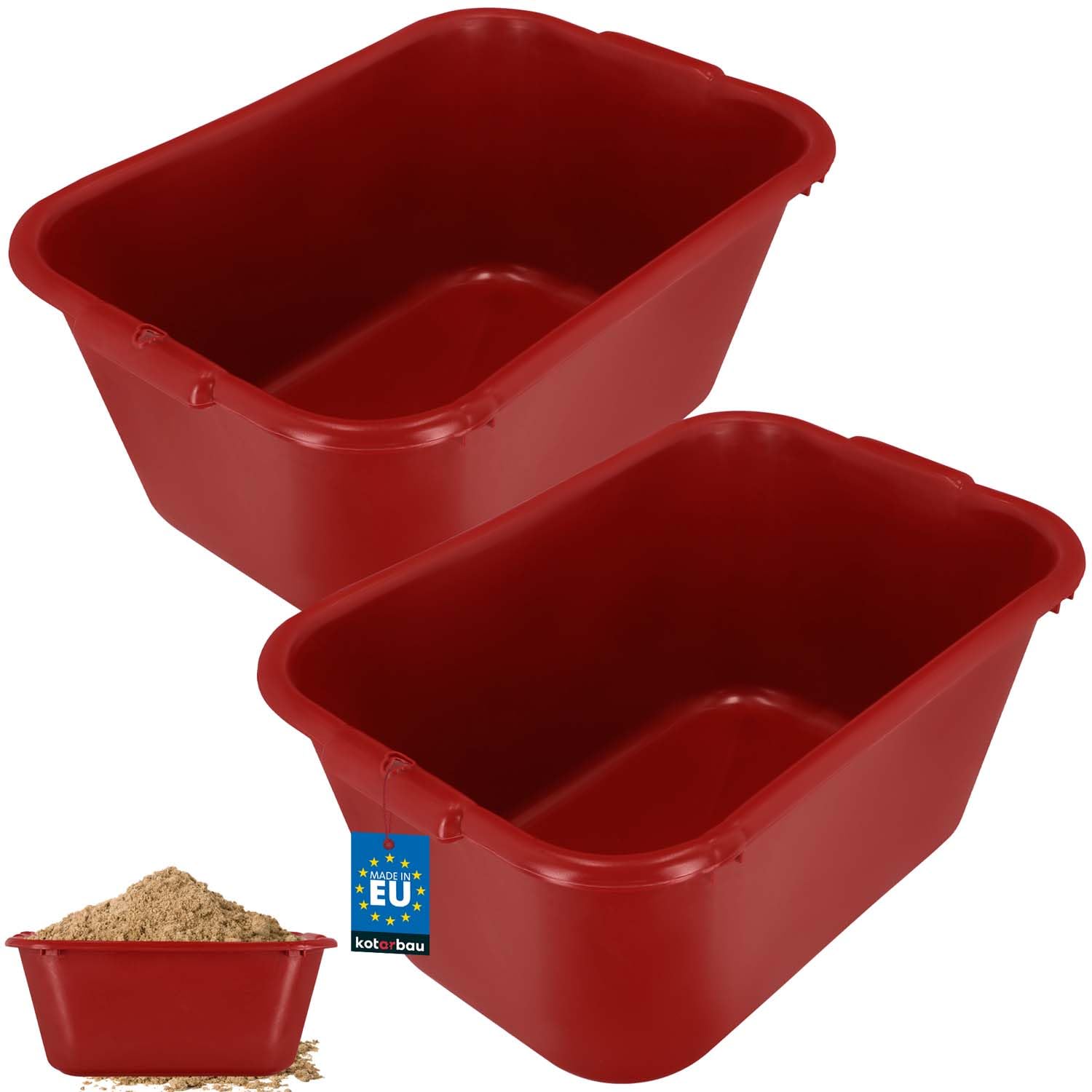 KOTARBAU® Cubo para mortero cuadrado azul oscuro de plástico bandeja de mortero caja de mortero, rojo, 55 L
