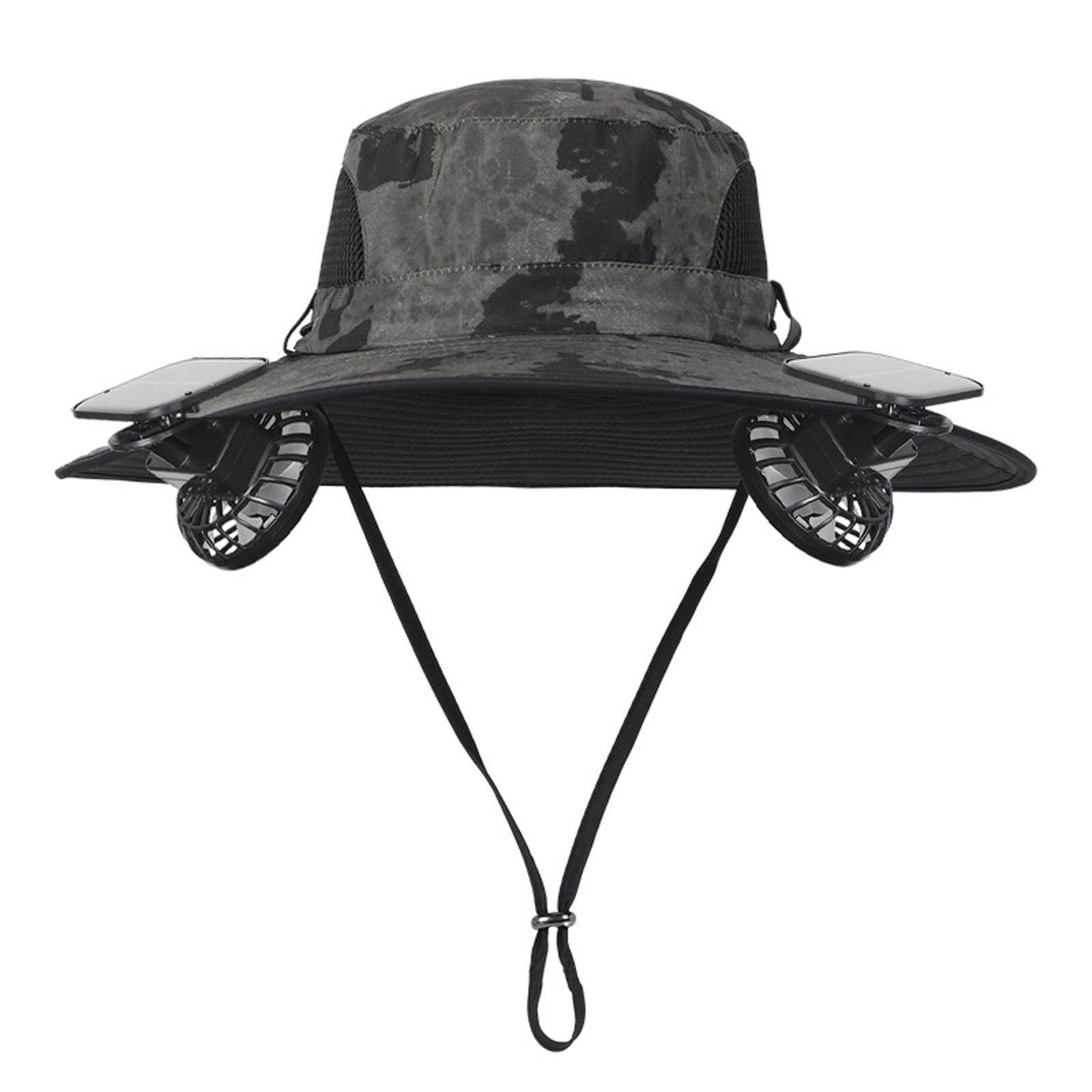 Cappellino con Ventilatore Solare da Uomo Donna Estivo in Rete Traspirante con Tesa Larga Staccabile UPF 50+ Unisex Trekking Pesca E Camminate All'Aperto