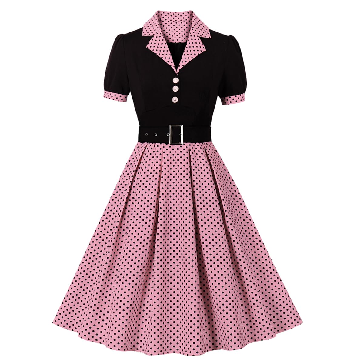 Robe vintage des années 50 pour femme, robe trapèze à pois rétro années 50 avec ceinture, robe Audrey Hepburn
