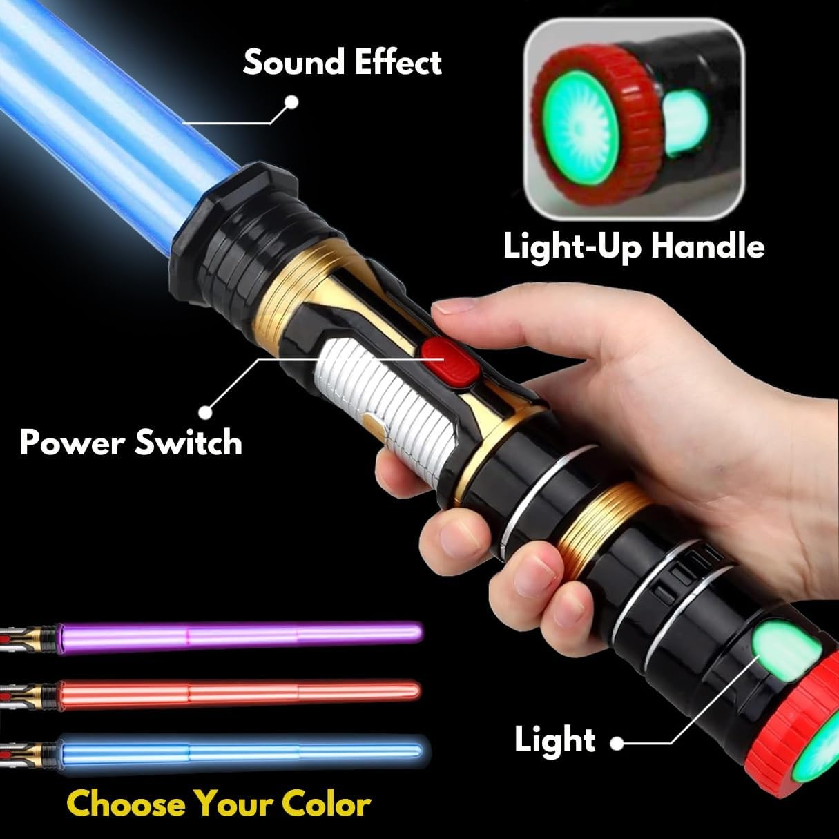 Liberty Imports 12 Pack: LED Light Up Sabers Set - Color Changing Motion Sensitive Retractable Swords with FX Sound Effects for Themed Parties, Bulk Party Favors and Cosplay
