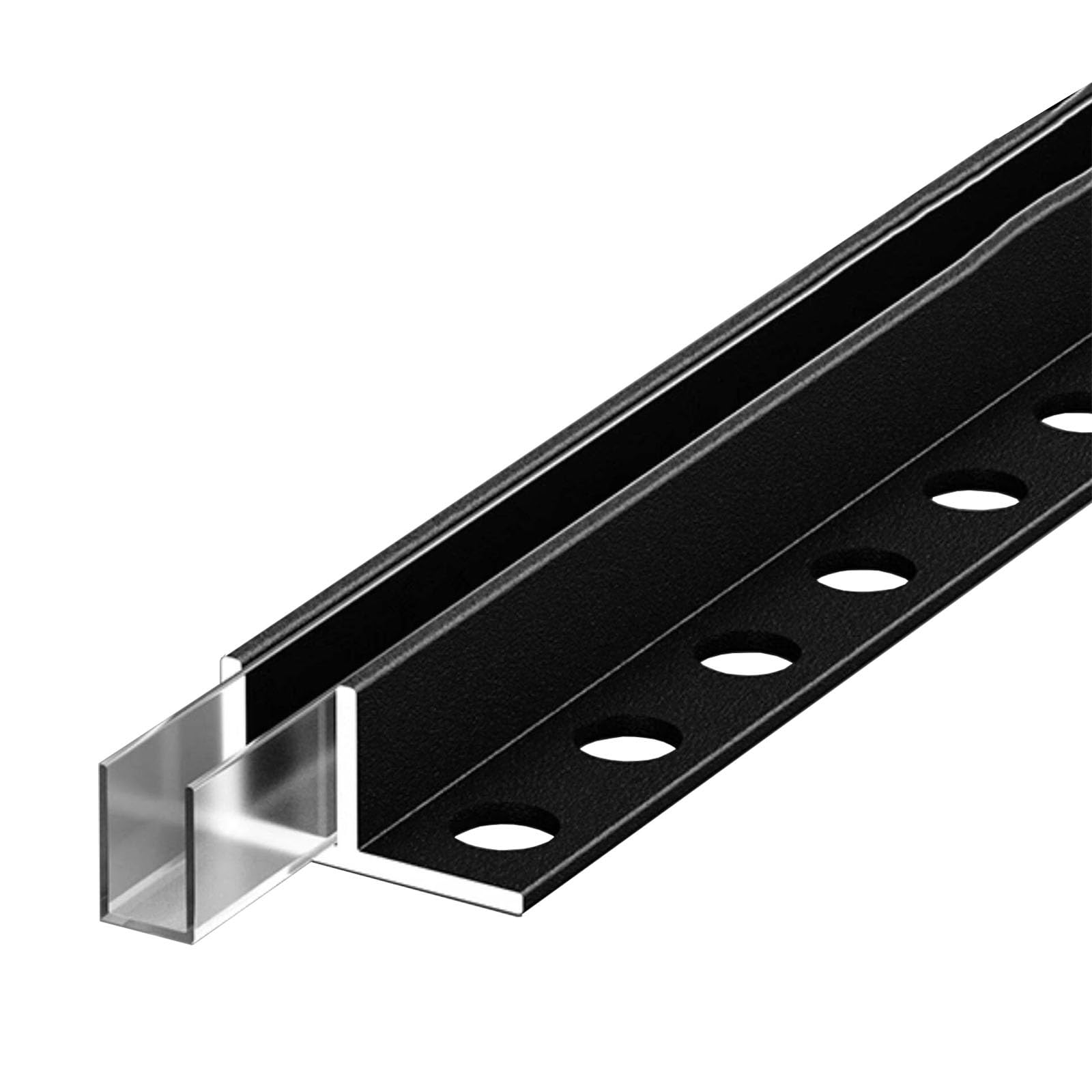 JYHHCYS Versatile Aluminum Glass U Channel, 95 Inch Length Channels Deep Square Trimless, 2 Mm Thickness Frameless Shower Door U-channel for Stair Handrails, Balcony(Black,For 12mm/0.47in glass)