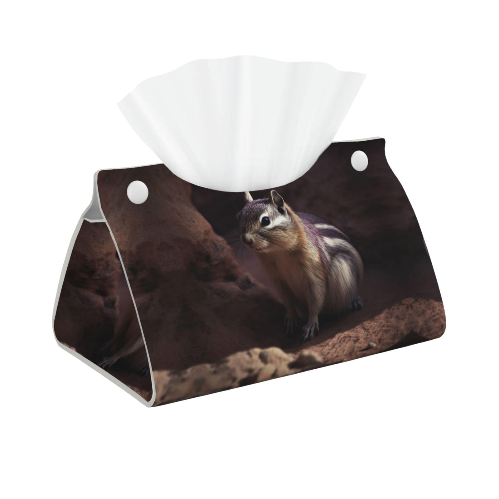 Decorative Tissue Box Cover A Chipmunk Tissue Box Holder Aesthetic Leather Storage Organizer Box for Bathroom Vanity Tabletop Night Stands Office Funny Home Decorative Tissue Case