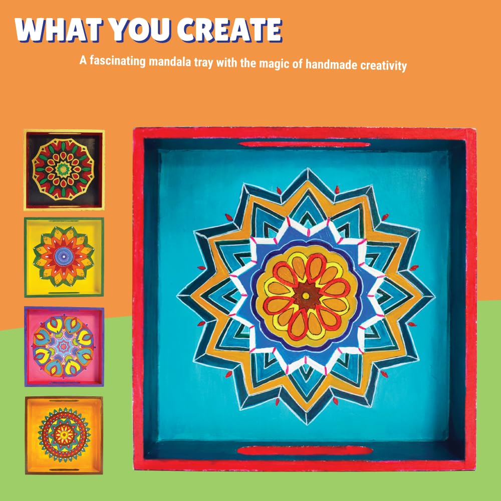 Kalakaram Make Your Own Mandala Art Beverage Tray DIY Activity Box, for Kids 12+ Year, Craft Educational Kit for Kids, Creativity Kit for Girls/Boys, Gift for Boys and Girls, Traditional Painting Kit - Image 4 thumbnail
