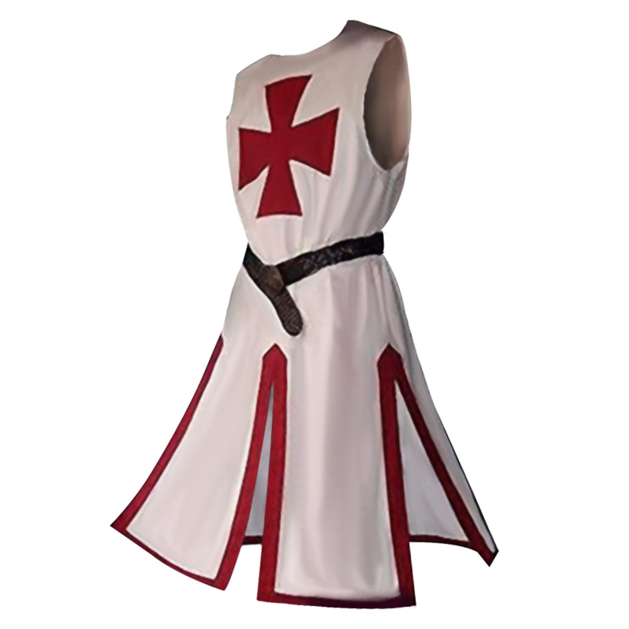 Hengvira Men's Medieval Knight Tunic Costume Crusader Knights Templar Robe with Belt Renaissance Warrior Cosplay Adult