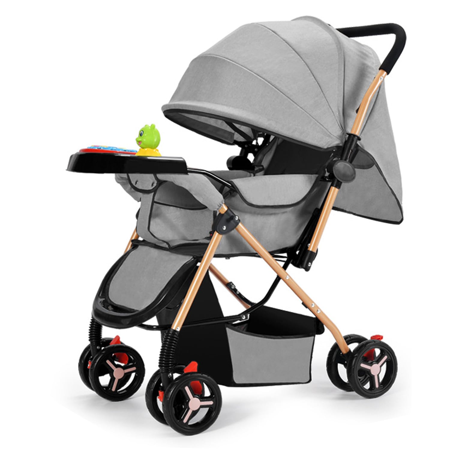 STAYOUNG Two-way Lightweight Stroller - Lightweight Travel Stroller, Foldable Baby Stroller with Reversible Handle and Large Storage Basket, Multi-Position Recline, for New Born/Baby/Kids (Grey)