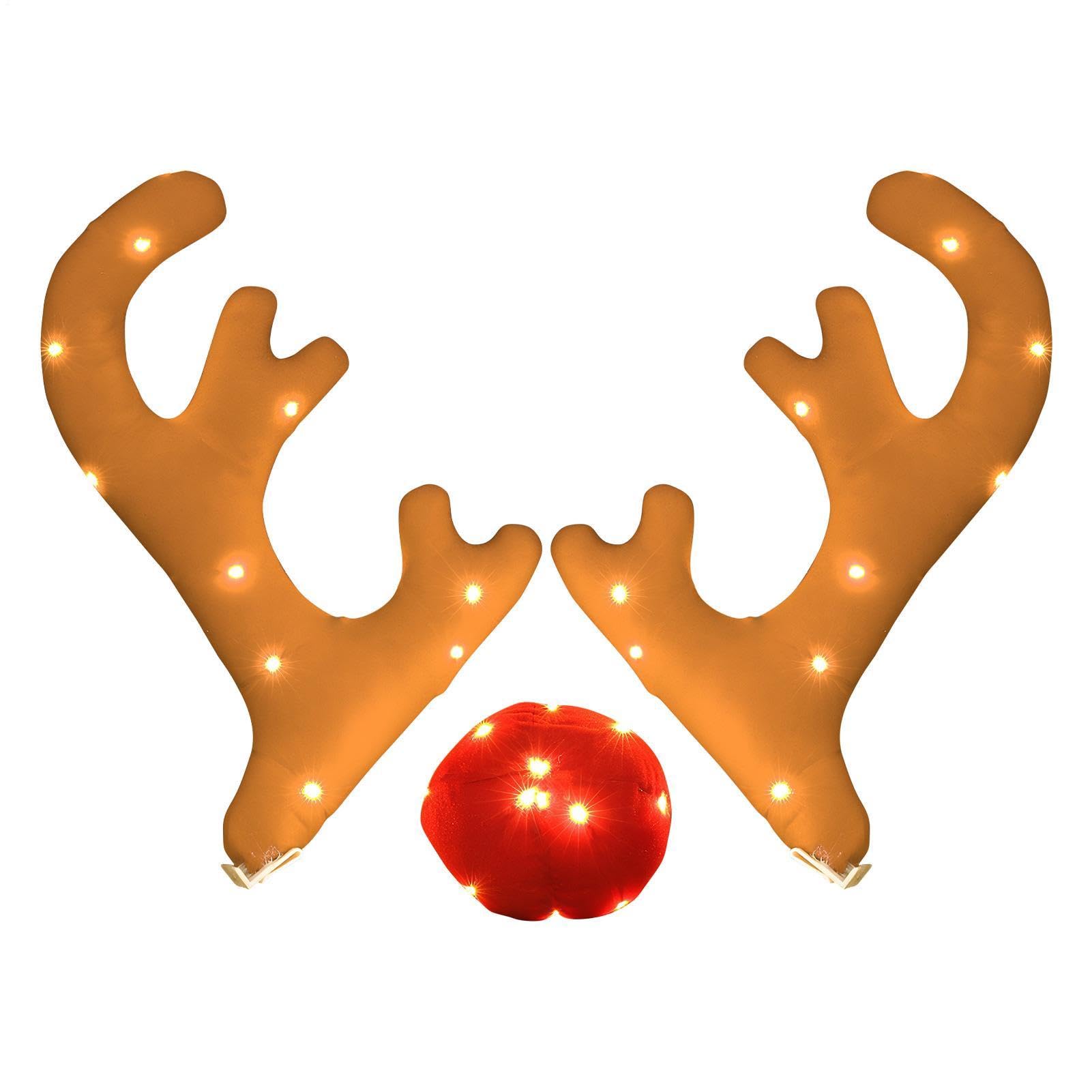 Cornes de Renne pour Voiture Décorations lumineuses de Noël pour voiture
