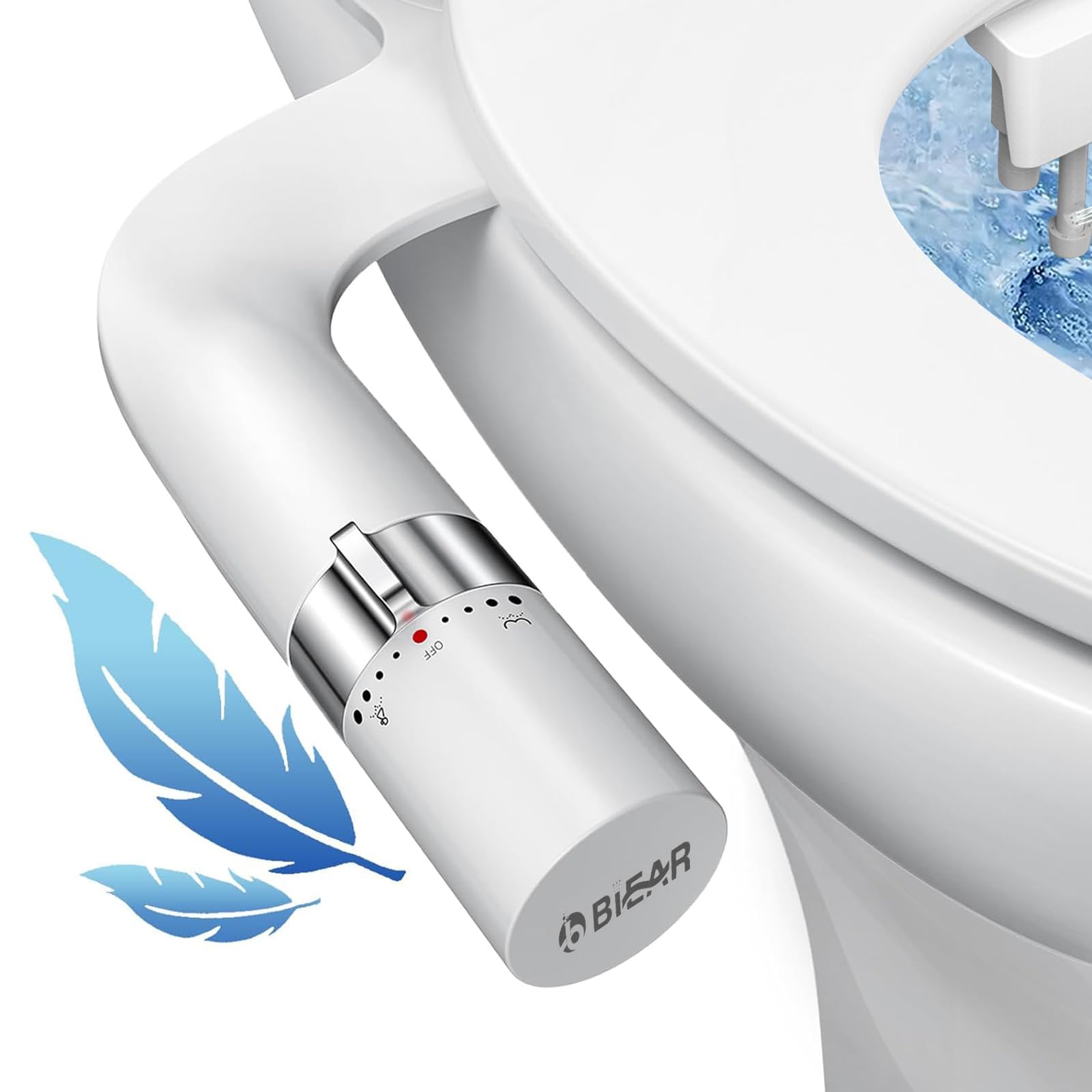 Bidet Attachment For Toilet Ultra-Slim Dual Nozzle Bidet Toilet Seat Non-Electric Bidets for Toilets Adjustable Water Pressure Feminine