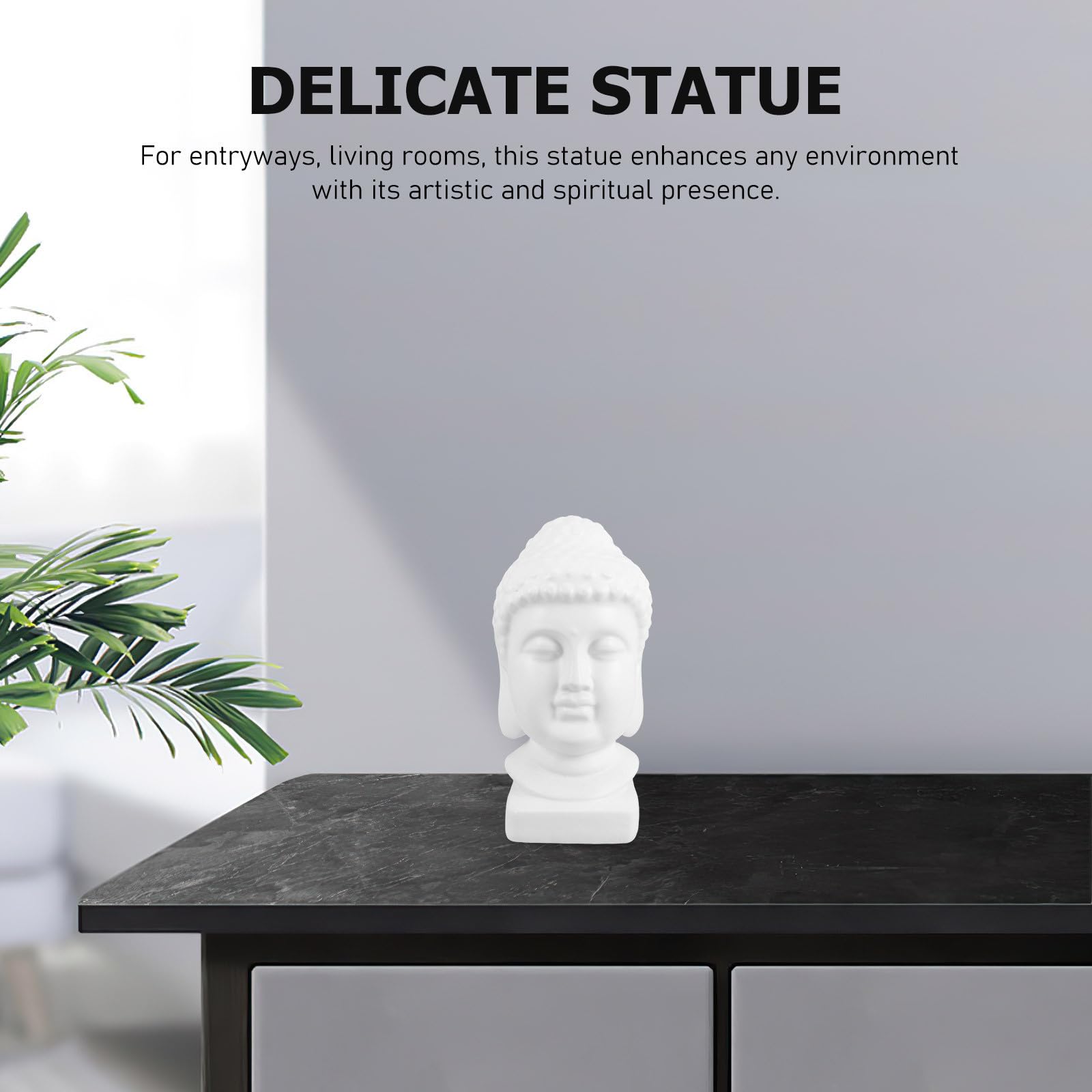 Tofficu Escultura Detalles Intrincados en Resina de Cabeza de Buda de Color Claro para Decoración del Hogar y Espacios de Meditación en Ocasiones Obsequios