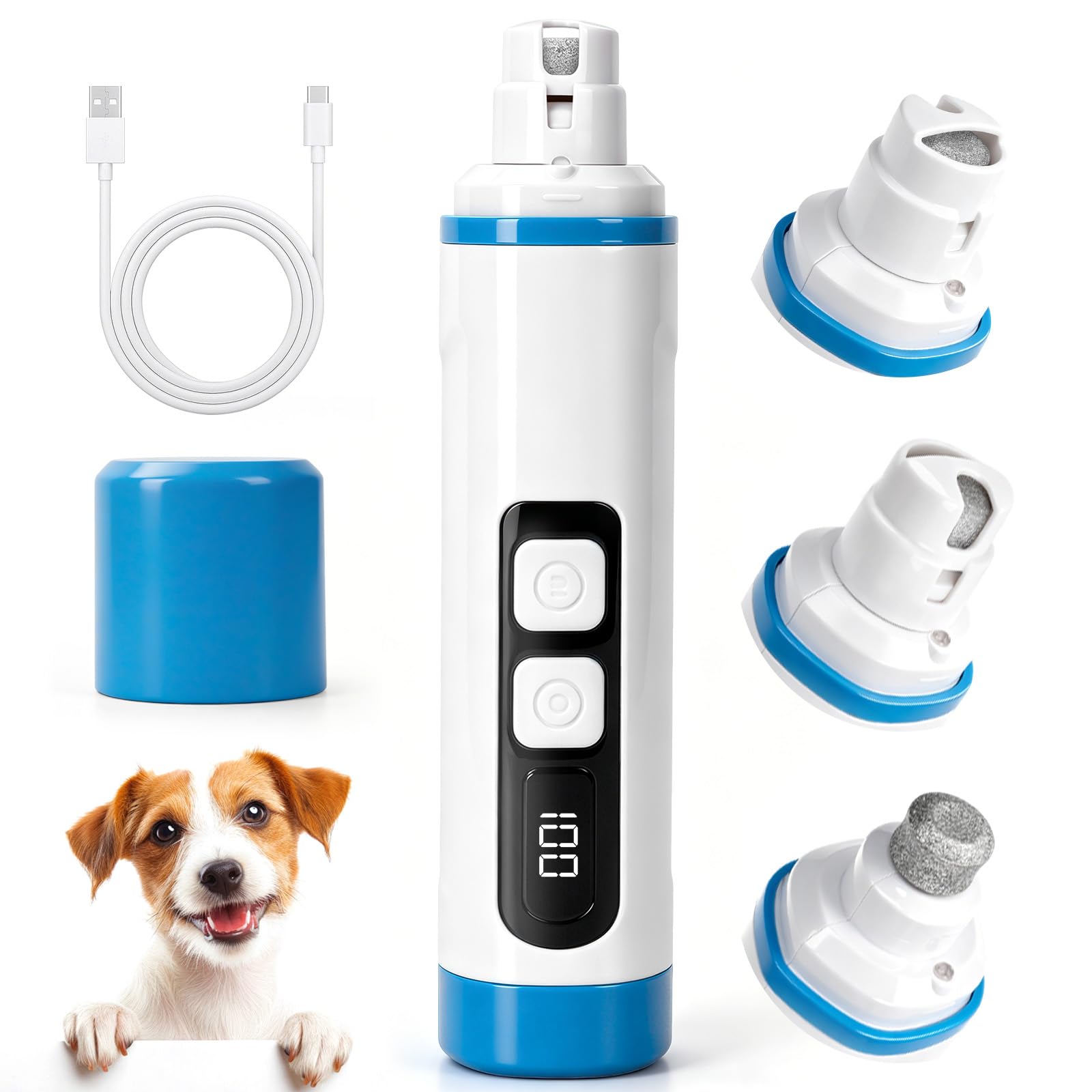 Meuleuse à ongles pour chien avec lumière LED silencieuse