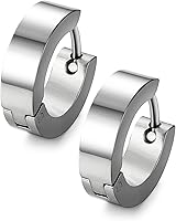 Vista 1 de Jstyle Pendientes de aro pequeños únicos de acero inoxidable para hombre, 1 par