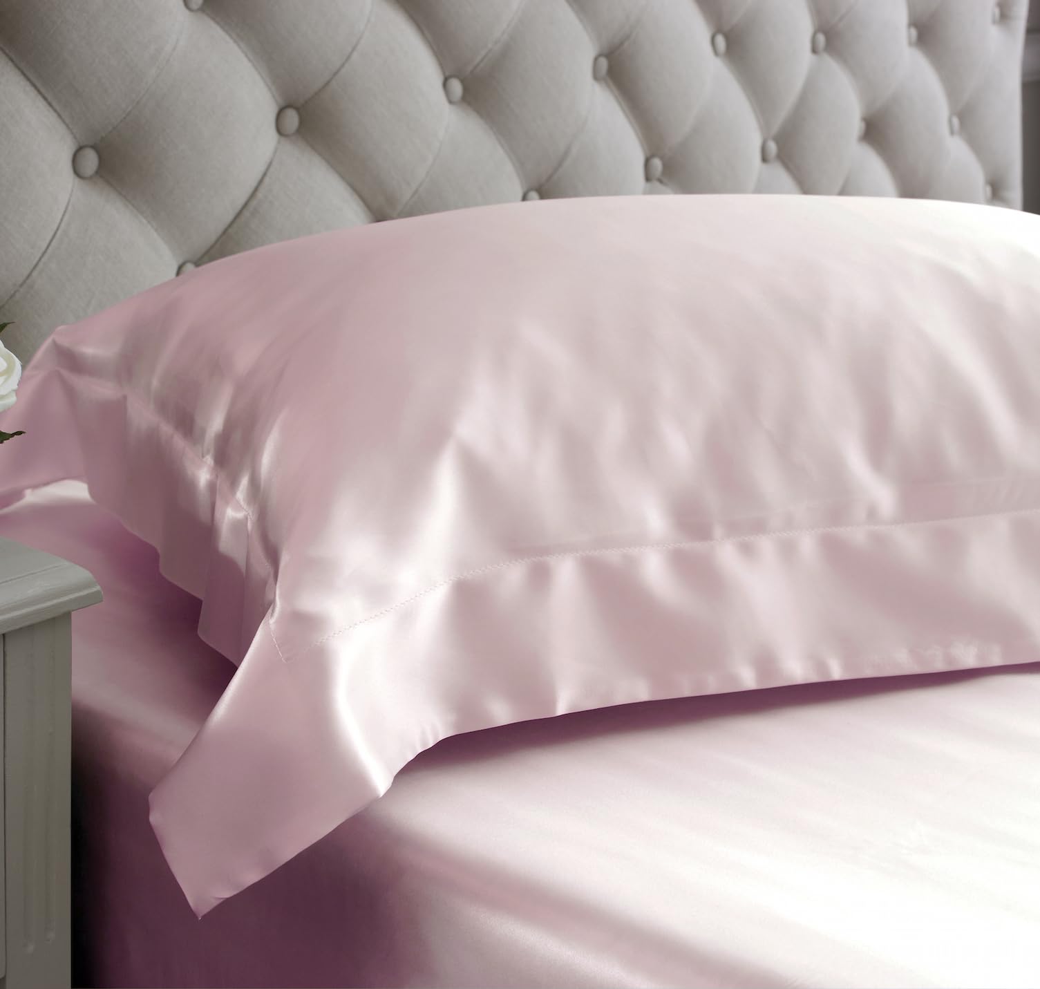 Jasmine Silk 100% 19 Momme Charmeuse Silk Pillowcase Oxford Style 50 cm x 75 cm + 7cm Border Envelope Closure RRP £45 (Pink)