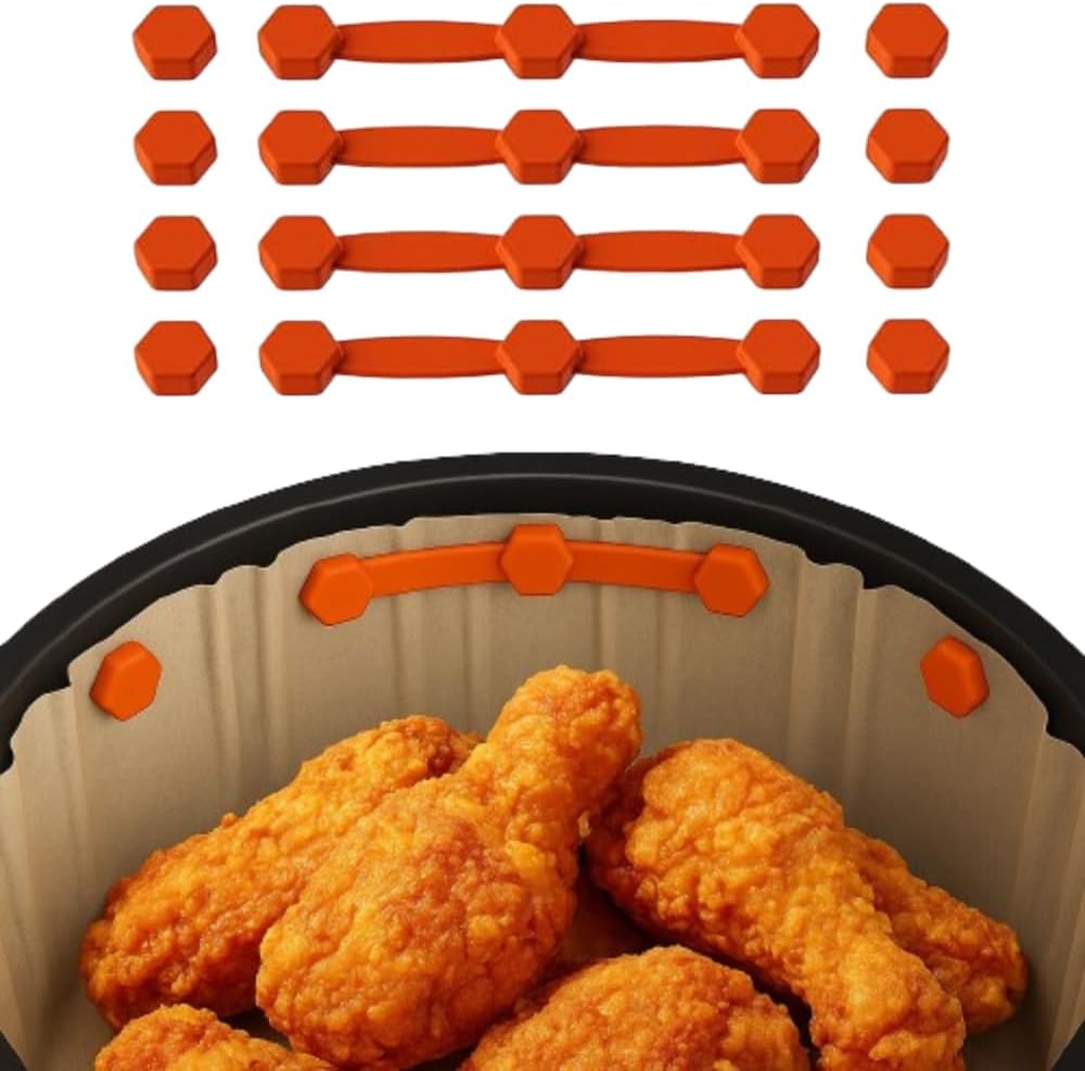 4 Pcs Air Fryer Magnet Silicone Buckle, for Holding Down Air Fryer Parchment Paper Liners Lock Disposable Liners Safely & Prevent Paper to Burn 4 Pcs Air Fryer Magnet Silicone Buckle, for Holding Down Air Fryer Parchment Paper Liners Lock Disposable Liners Safely & Prevent Paper to Burn