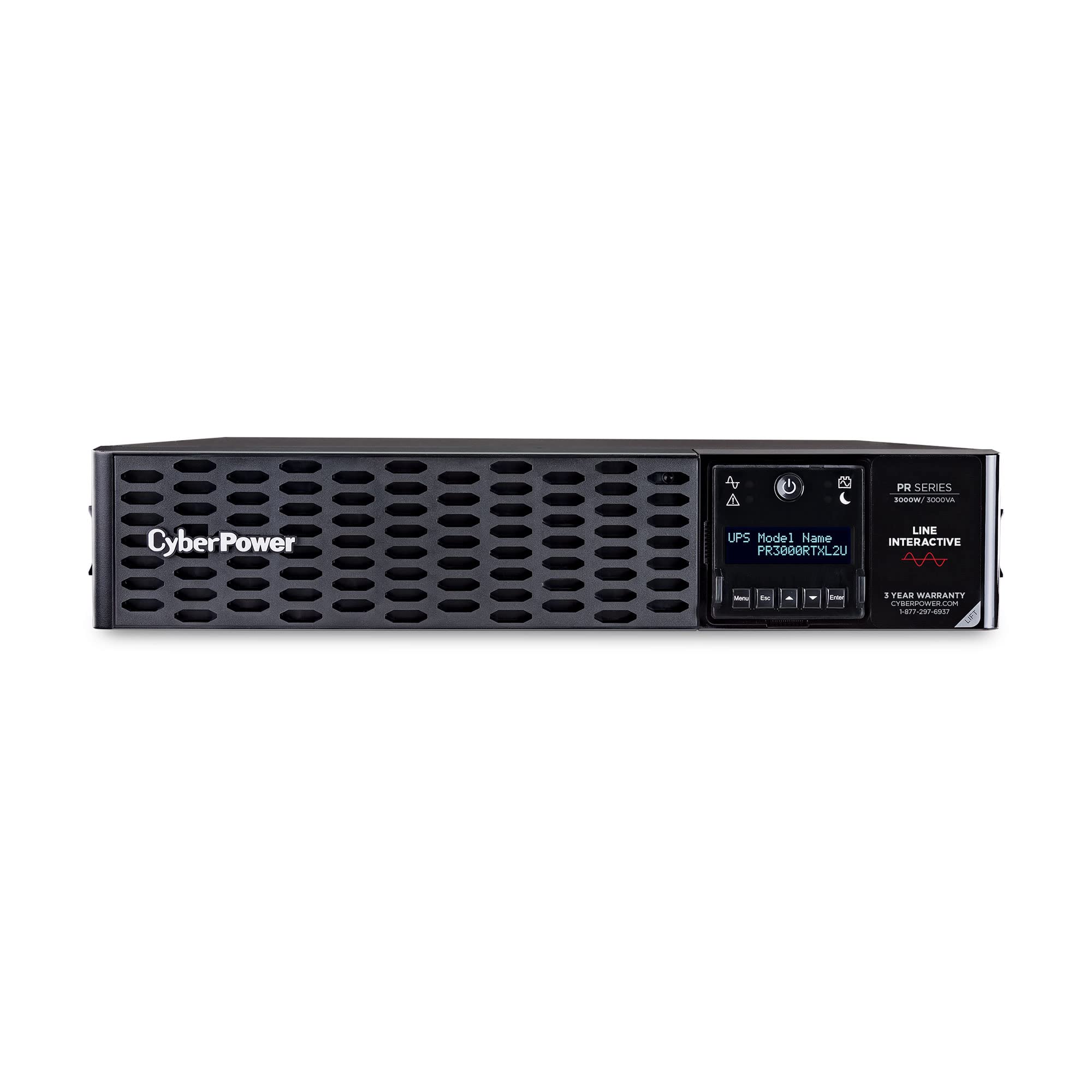 CyberPower PR3000RTXL2U Smart App Sinewave UPS System, 3000VA/3000W, 9 Outlets, 2U Rack/Tower, EBM Option