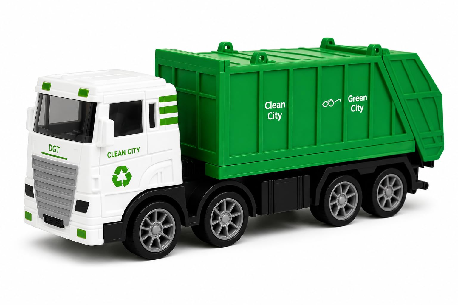 Garbage Truck Toy for Kids, Pull Back Friction Powered Municipal Waste Collection Vehicle with 8 Wheels, Durable Plastic Cleaning Truck Toy for Boys & Girls Age 3+-image-20