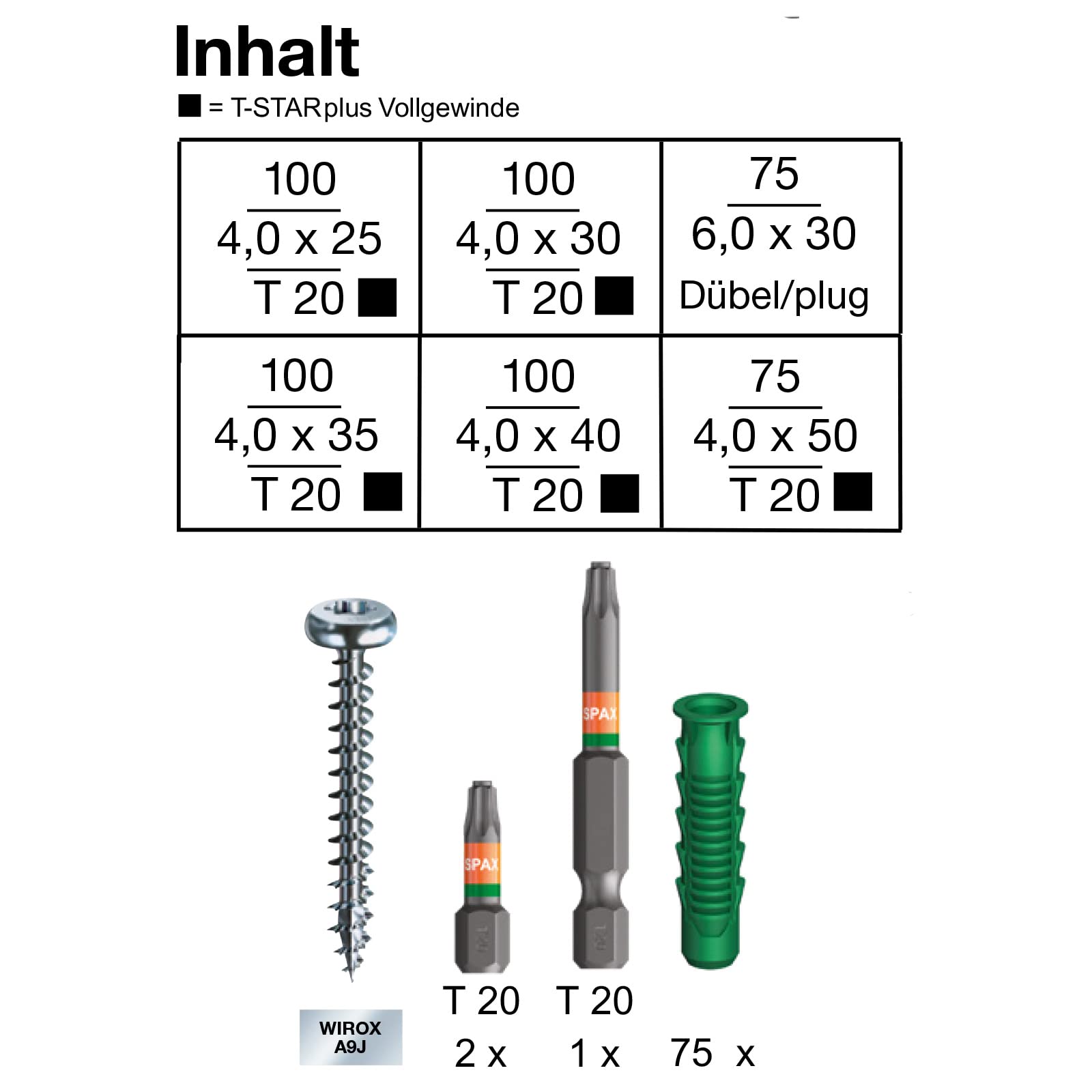 SPAX Montagekoffer L-BOXX Mini, Elektriker-Set inkl. 475 Halbrundkopfschrauben in 5 Abmessungen, 75 passenden Dübeln und 3 T-STAR plus Bits