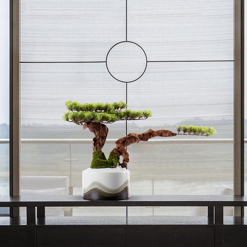 Amazon.de: Kunstpflanzen In Tpfen Knstliche Bonsai-Baum-Silikon-Kiefer- Nadel verlsst zarte weie Keramik-Blumentopf-geflschte grne Pflanze  Topfpflanze in Wohnzimmer und Bro Knstlicher Bonsai-Baum