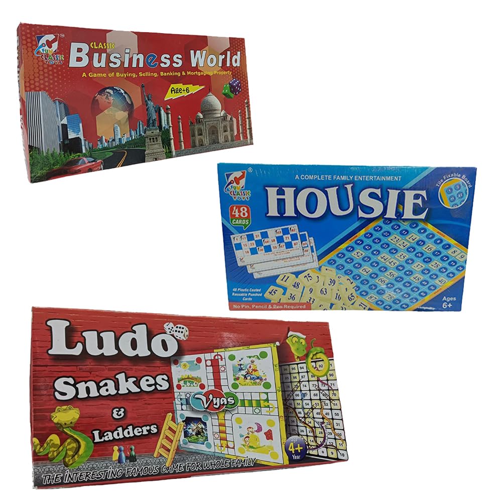 TOYSHOYE Business Board Game of Money Family Fun Game for Kids Adults, Housie Game Set |Tambola Board Game Set & 2 in 1 Board Game - Snakes & Ladder and Ludo Board Game- 3 Years and Up Combo