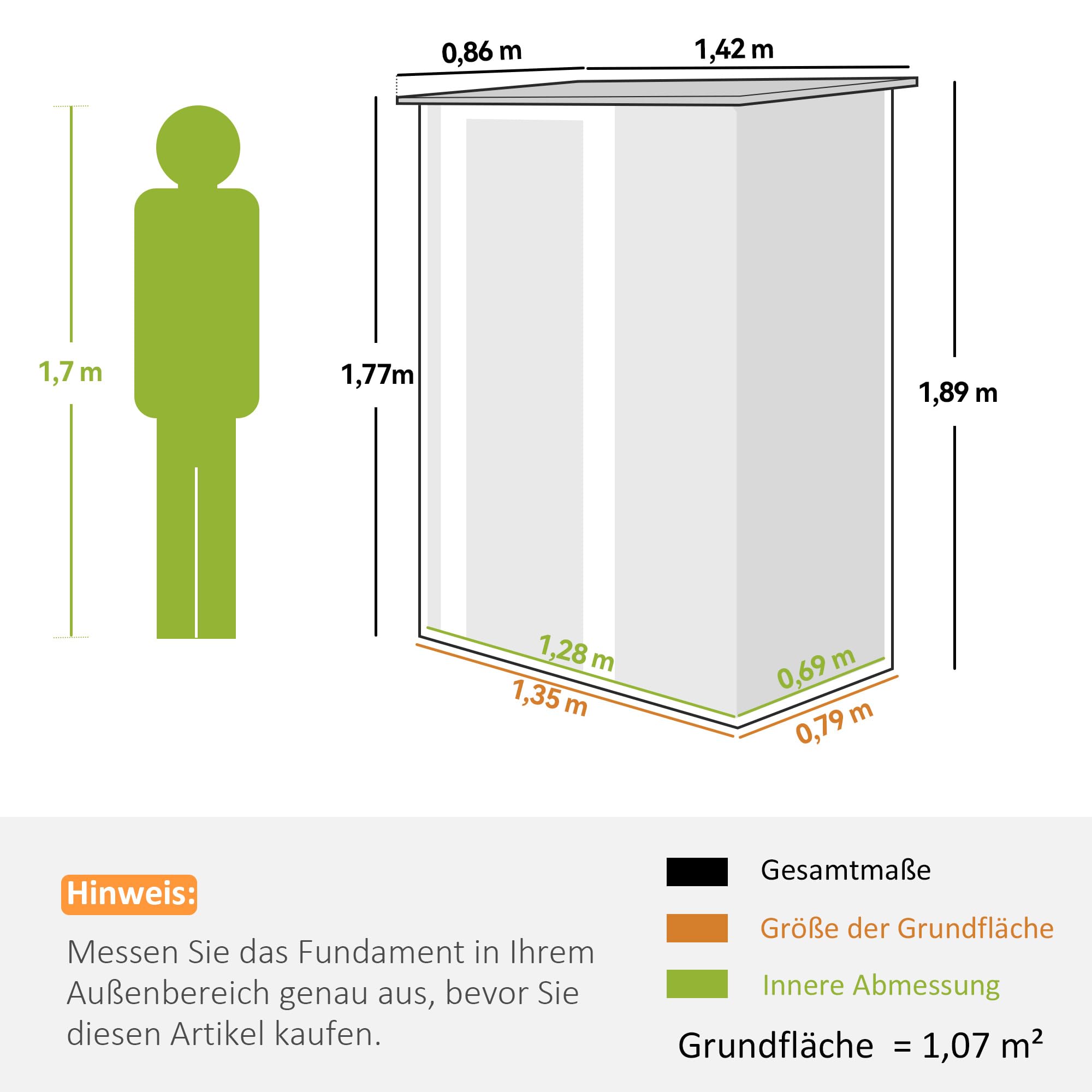 Outsunny Metall Gerätehaus 1,07 m² 142 x 86 x 189 cm Geräteschuppen mit Pultdach abschließbarer Tür wetterfest Grün