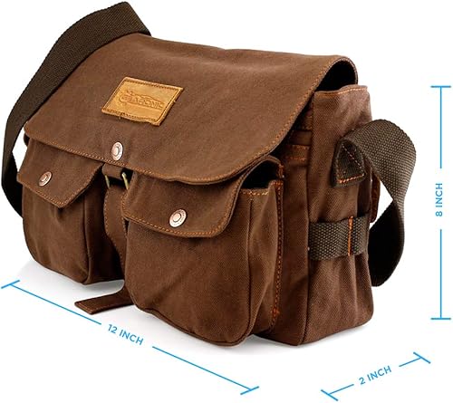 Miniatura 4 de GEARONIC - Bolso bandolera de lona para hombre estilo militar estilo vintage Coffee, forro polar verde con licencia oficial de star wars silent one