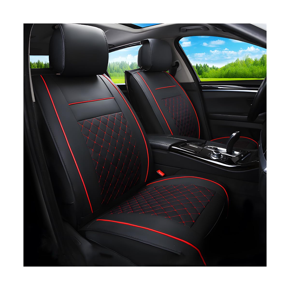 CGEAMDY 1 Pc Housse Siege Voiture Avant Avec Dossier, Housse Pour Voitures Sieges, Ensemble Complet Housses Voiture, Confortable Housse De Siège Avant, Tissu Respirant Et Protecteurs Siège(Noir&Rouge)