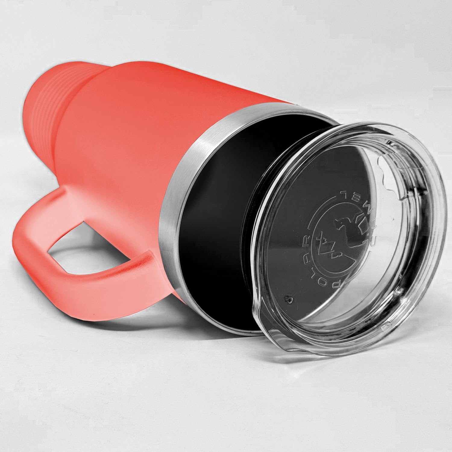 LaserGram 40oz Vacuum Insulated Travel Mug with Handle, Cactus, Personalized Engraving Included (Coral)