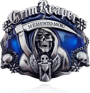 XGALBLA Cool Grim Reaper Skull Skeleton Punisher Belt Buckle Cowboy Ghost Gothic 3 Color