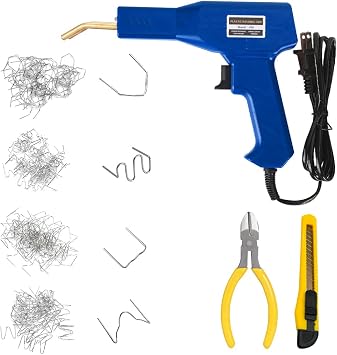 Zpana Car Plastic Welder, Portable Vehicle Hot Staples Weld Gun with 4 Types Staplers & Carry Case, Automotive Bumper Repair Welder Kit, Universal for Automobile RV Truck Blue