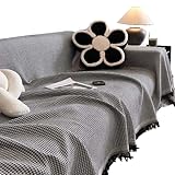  Jeté De Canapé Grande Taille Serviette De Canapé D Angle Chic 3/2/4 Places Antidérapant Housse De Canapé Gris Beige Dessus De Lit Jeté Réversible pour Canapé, Causeuse, Lit Double Et Fauteuil (Color