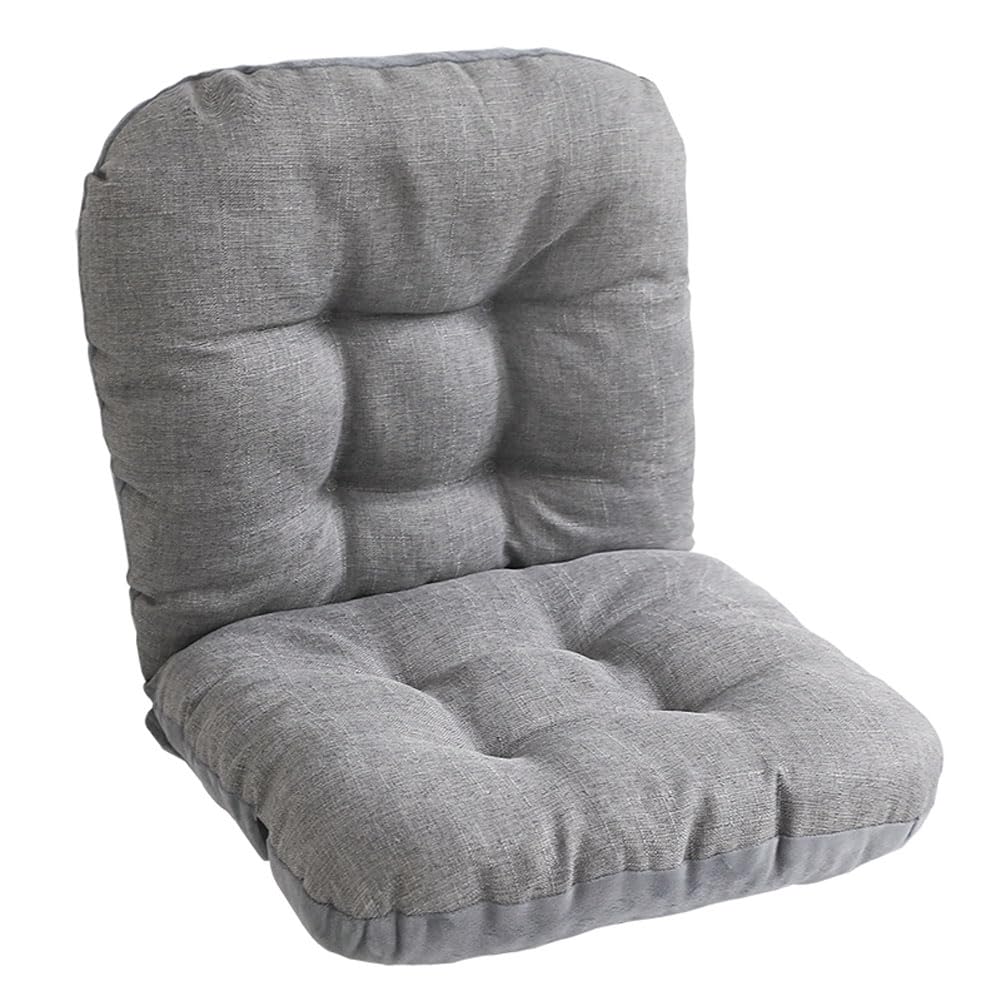Coussin de siège pour fauteuil en velours de lin gris matelassé avec liens de fixation
