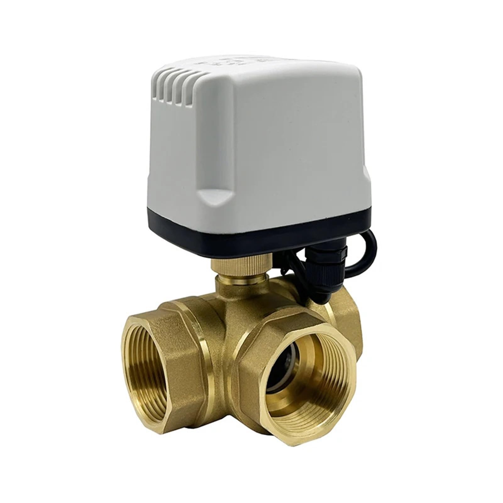DN15 DN20 DN25 DN32 3 Way Brass Motorized Ball Valve 3-Wire 2 Control T Type Electric Ball Valve 1Pcs(DN40,T TYPE_12VDC_CR02)