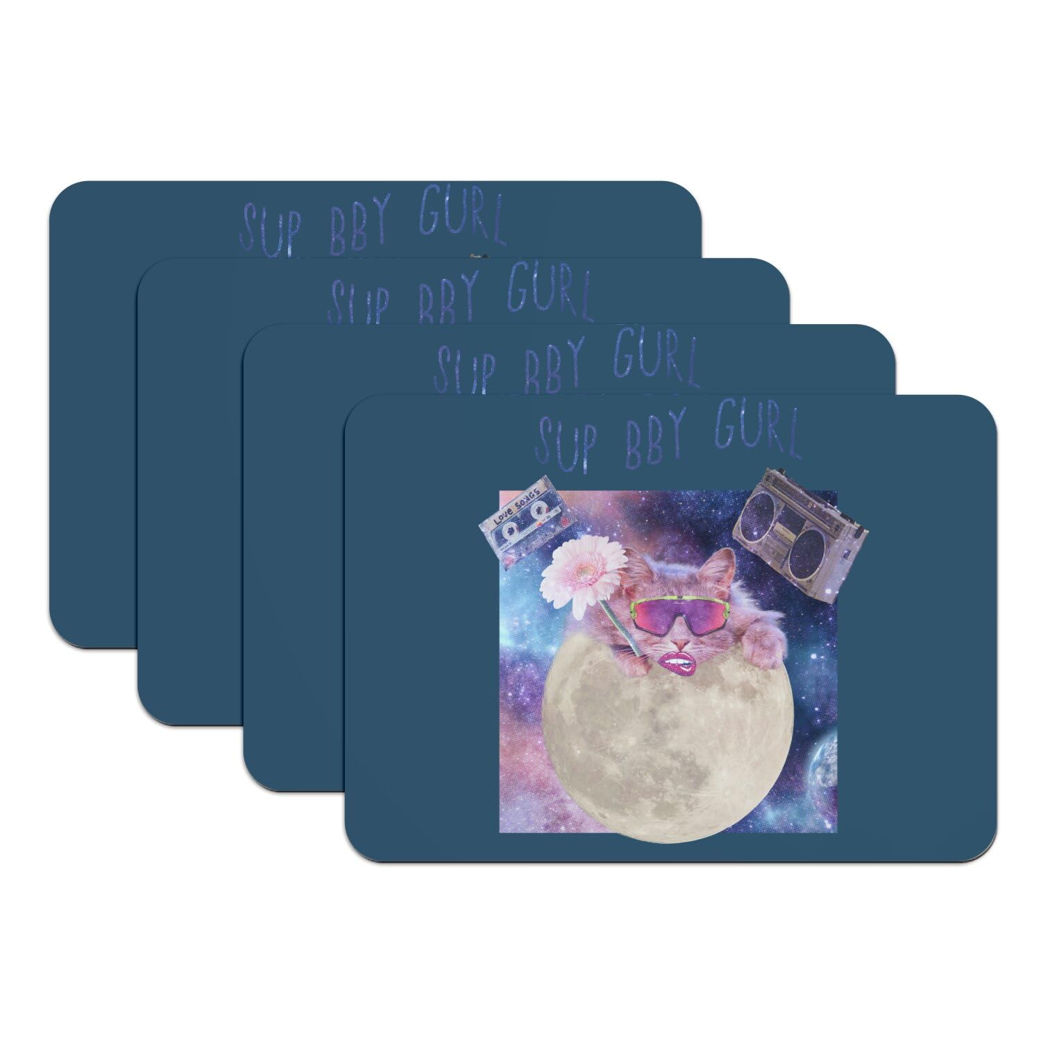 Sets de table chat collage bleu pour animer vos repas de famille et soirées