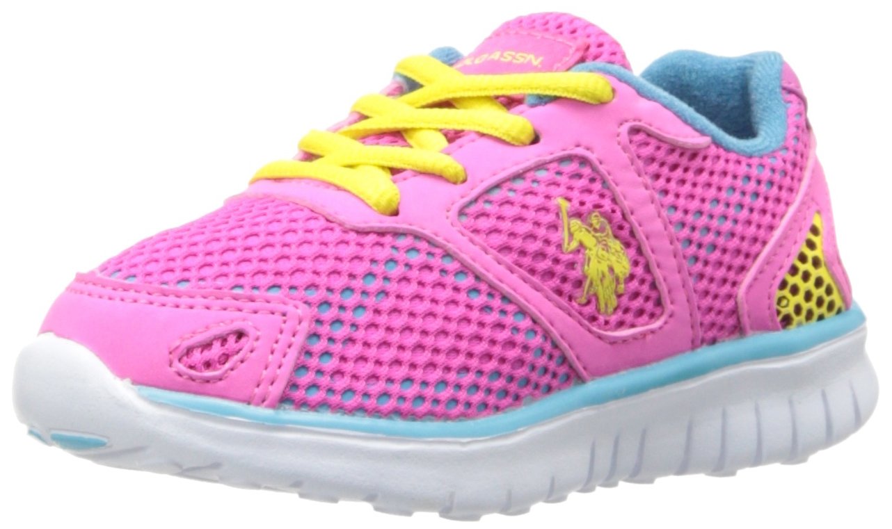 U.S. Polo Assn. Allie Running Shoe (Toddler),Hot Pink/Blue/Yellow/White,10 M US Toddler