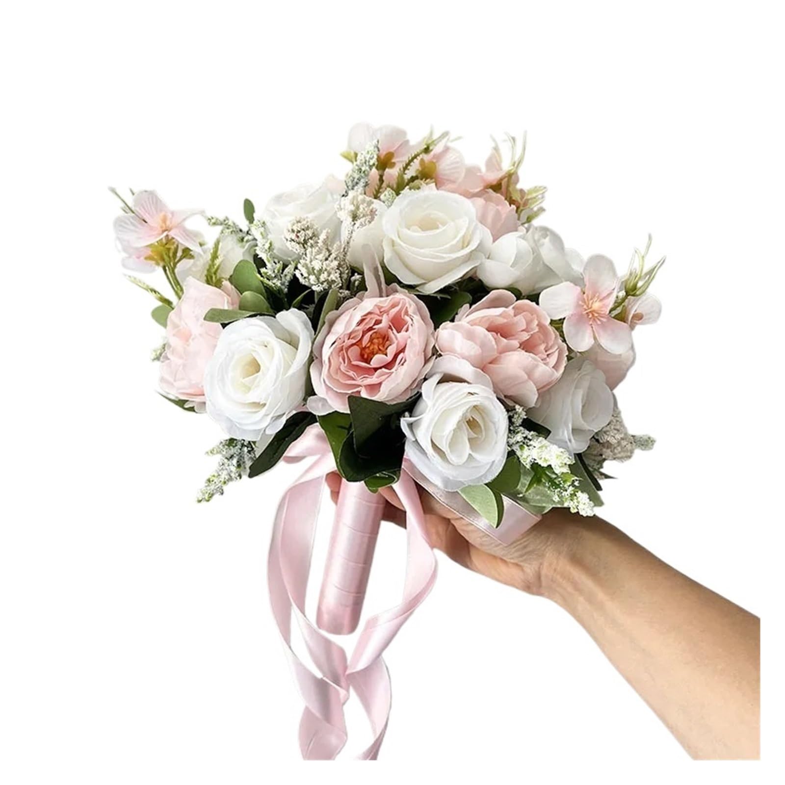 SHENJMAI Artificial Flower Bouquet Wedding Flower Bouquet Bridal Accessories Marriage Silk Flowers Artificial Roses for Bride Bridesmaid(Type 1)