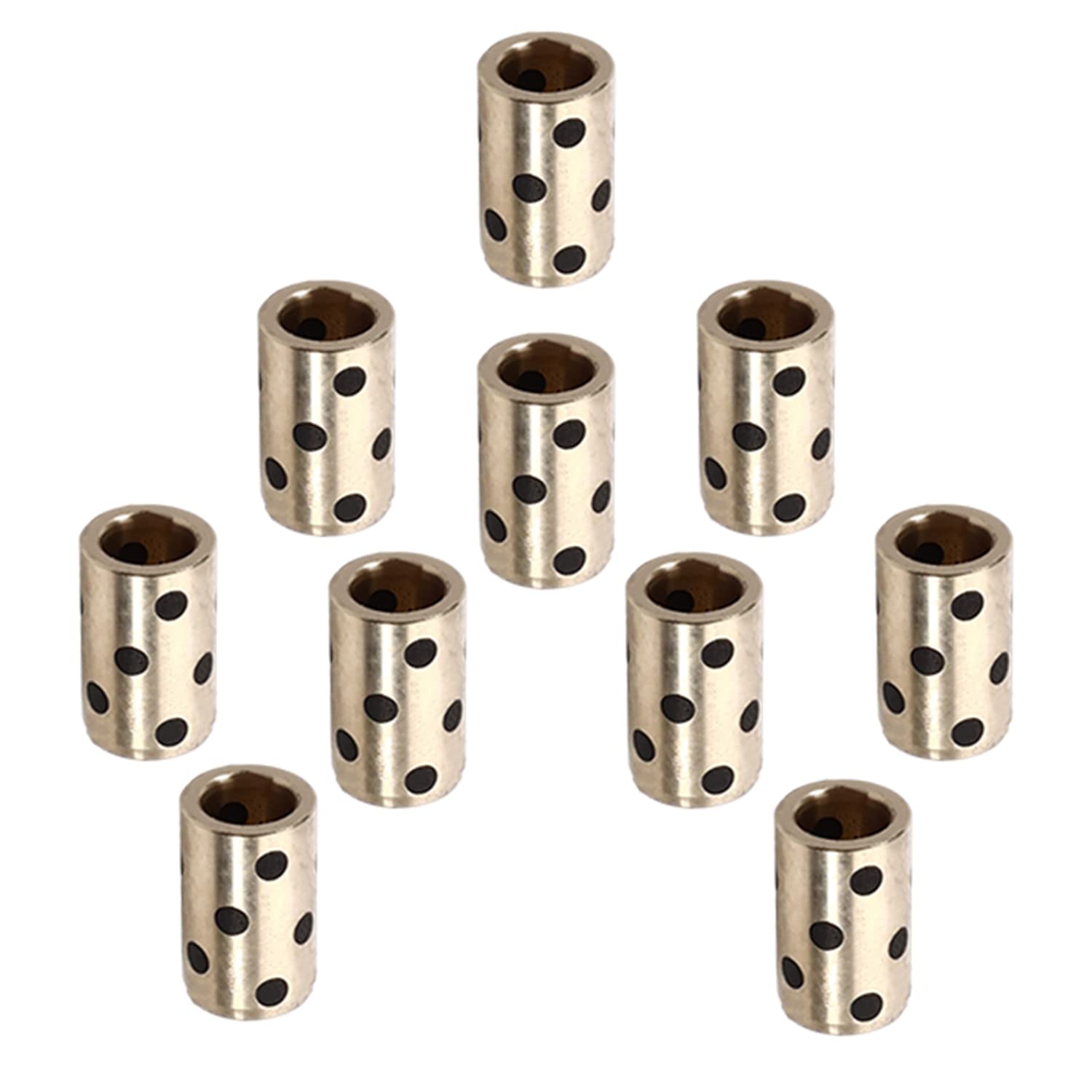 Jutagoss 10Pcs Sleeve Bearings, 8mm ID x 12mm OD x 20mm Length Plain Bearings Wrapped Oilless Bushings, Carbon Steel Cast Copper Sleeve Bearing for Electrical Equipment