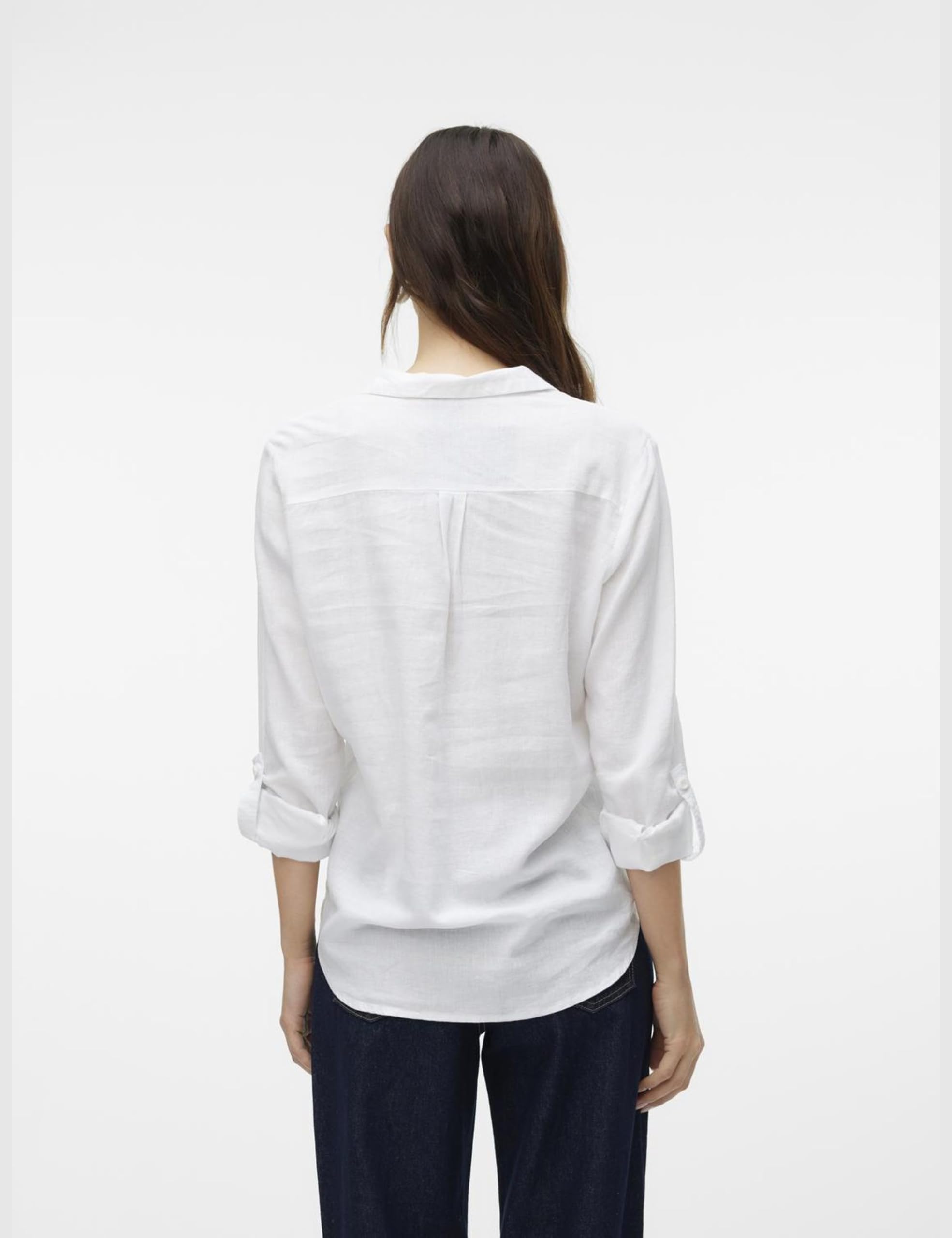 VERO MODA Vmlinn Linen Bumpy Ls T-Shirt WVN Noos Blouse Femme