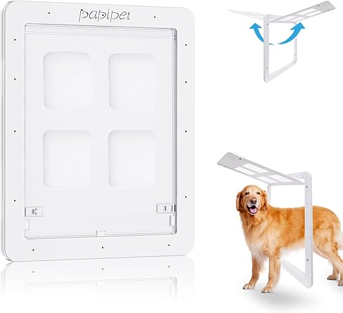 Puerta grande para perro para puerta mosquitera, puerta mosquitera con cerradura para mascotas, apertura interior de 12 x 14 pulgadas, puerta