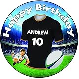 Personalisierter Vollfarbiger Wasps Rugby Zuckerguss Kuchen Topper / Kuchendekoration - 20 cm Großer Kreis - Jeder Name Und Jedes Alter