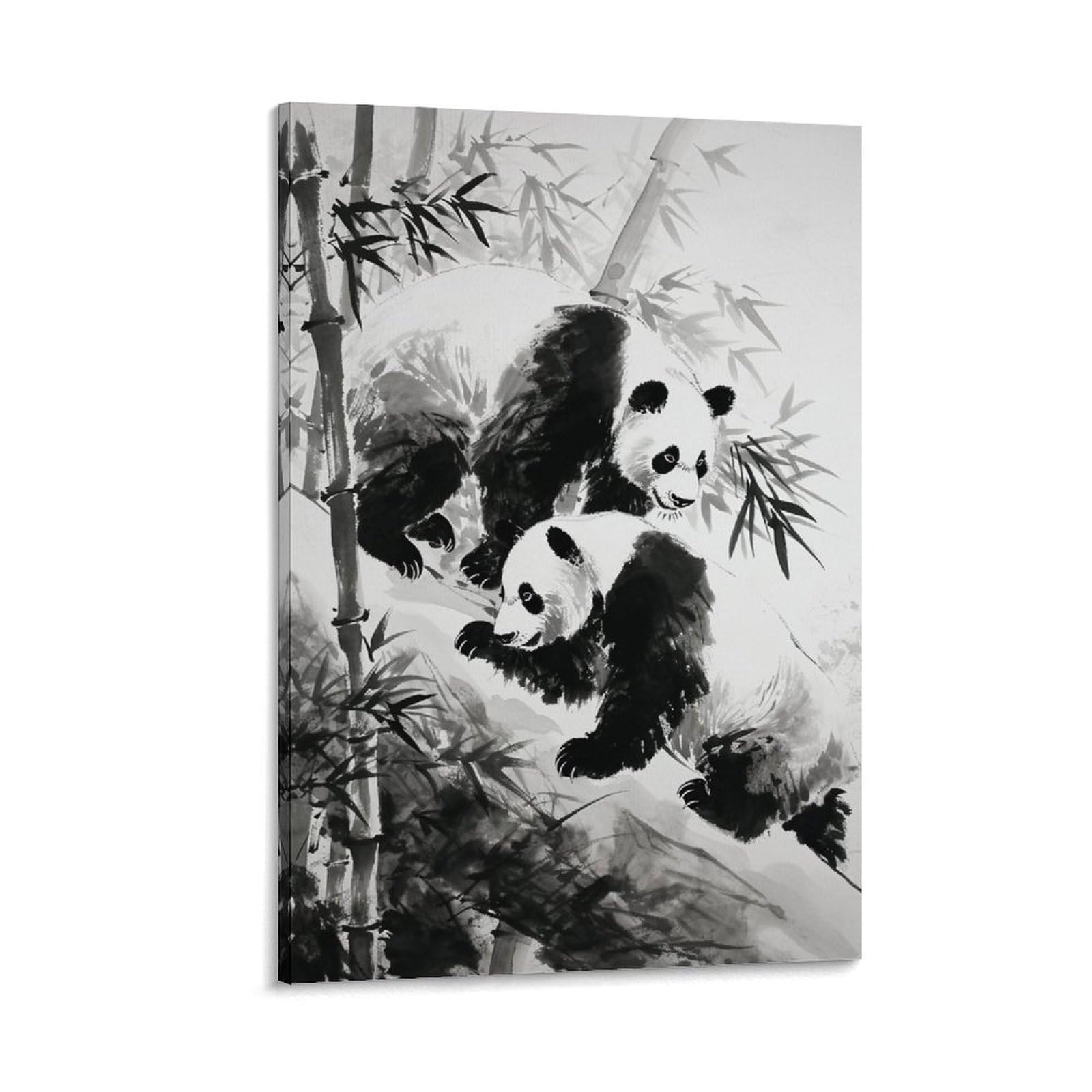Amazon.co.jp: 絵画 竹林のパンダの母子 アートパネル ポスター
