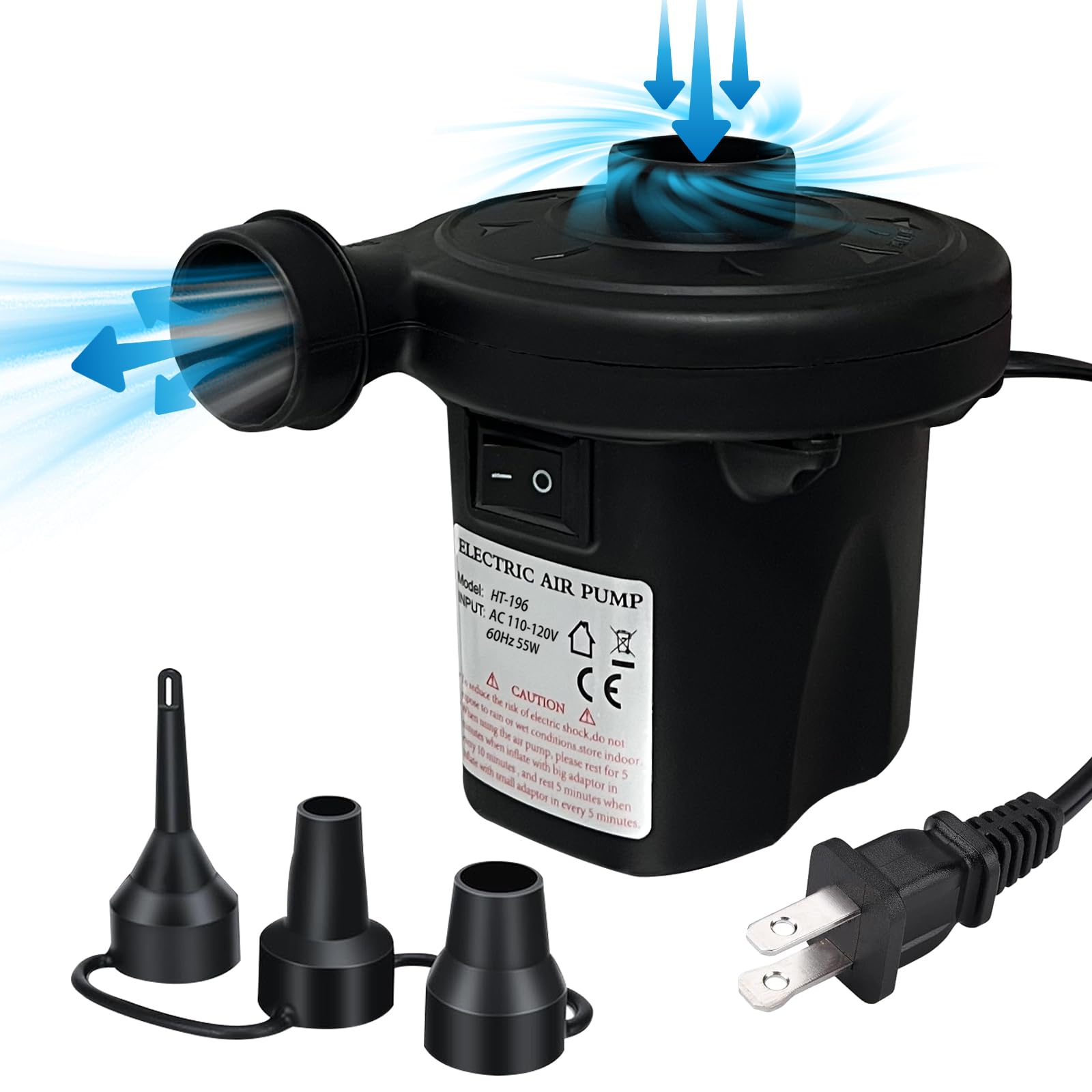 Photo 1 of ** no accessories**
Aida & Hani Electric Air Pump for Inflatables Air Mattress Pump Pool Air Pumps Quick Unwarming Electric Pump Plug in Inflate Deflate Pump with 3 Nozzles Black
