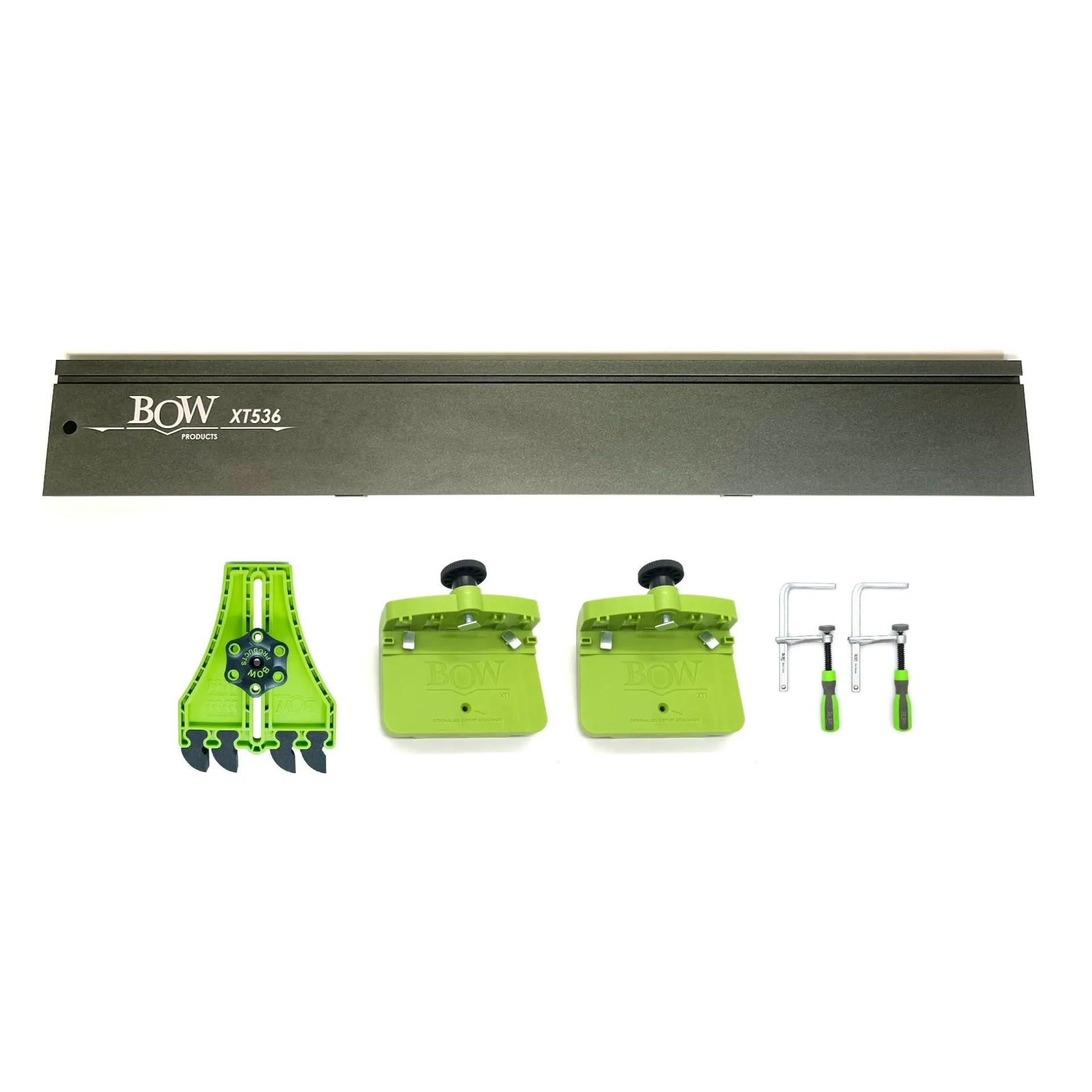 BOW Products Portable Saw XTENDER Fence & Safety Kit - Includes 36” XT XTENDER Fence, 2-XT1 Support Feeds, 2-XT2 T-Track Clamps, and 1-FP5 Portable Saw Featherboards
