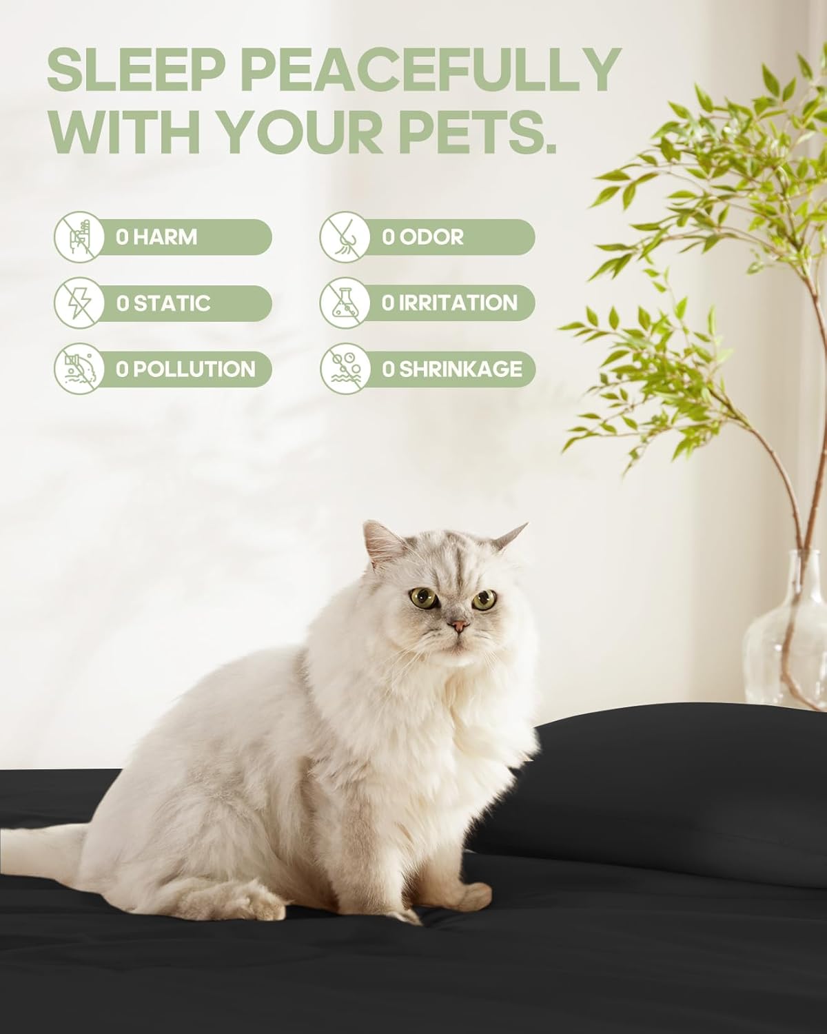 THXSILK Silk Sheet Set 3 Pcs, Queen Size Sheet Set, Soft Breathable Bed Sheets with 1 Fitted Sheet, 2 Pillowcases with Zipper Closure, Cooling for Hot Sleeper, Black