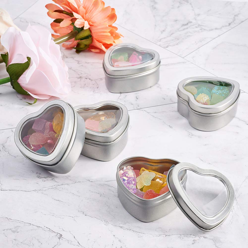 Amazon.co.jp: Beadthoven 18個入り プラチナ ハート形 ブリキ缶