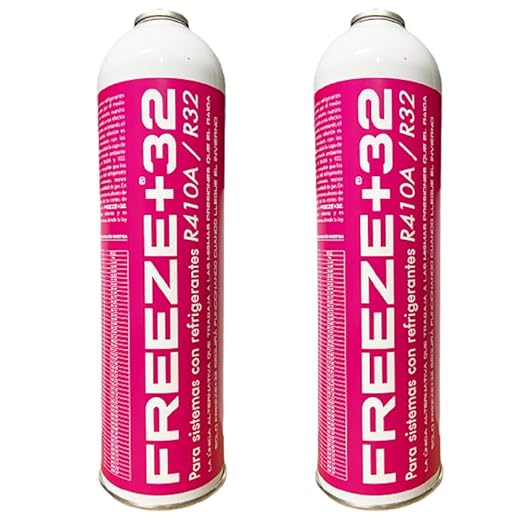 2 ENVASES GAS ORGÁNICO ECOLÓGICO FREEZE +32 COMPATIBLE CON R410A R32 EQUIVALE 800gr PESO NETO 350gr