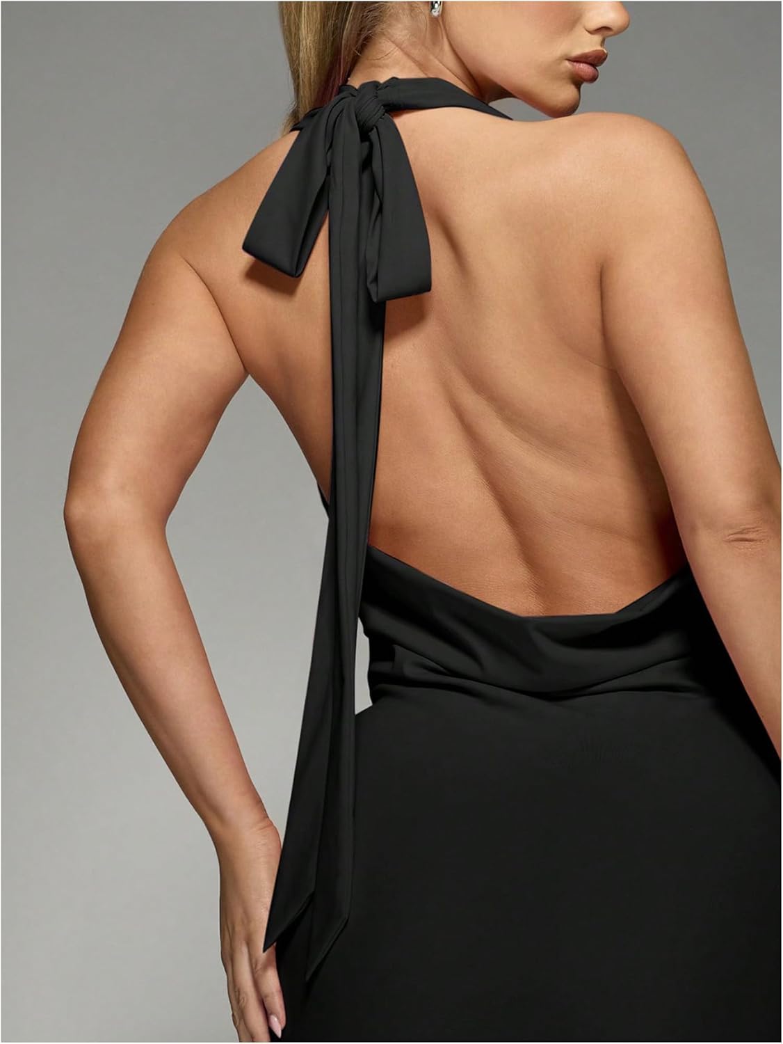 SOLY HUX Women's Sexy Deep V Neck Halter Bodycon Mini Dress Club Night Cocktail Dresses - Image 3