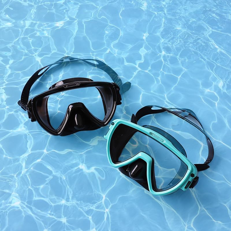 Miniatura 7 de Máscara de buceo para adultos con gorro de natación, gafas de natación de vidrio templado antivaho con cubierta para la nariz, máscara de buceo