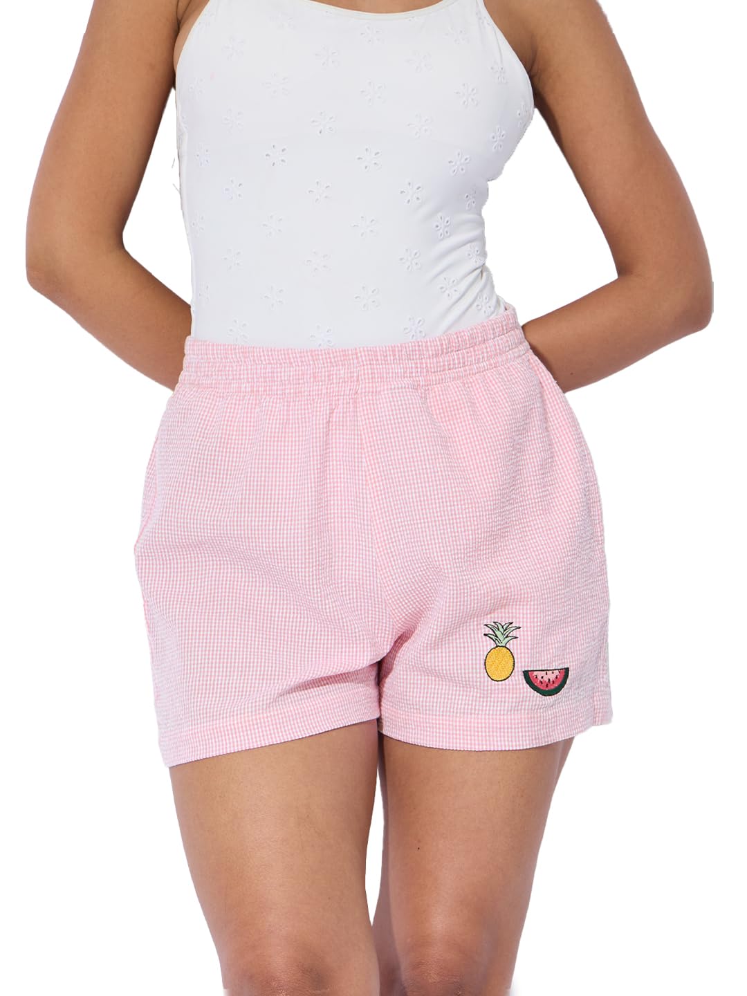 the souled store Scarlet Women and Girls Pull On Pink Embroidered Cotton Boxer Shorts-picture-52